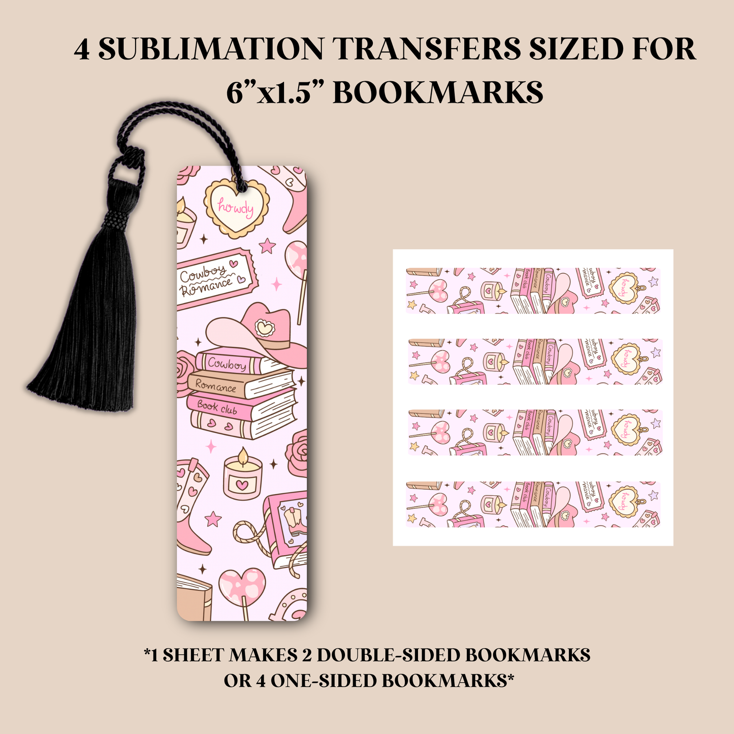 Cowboy Romance Book Club Bookmark Sublimation Transfer