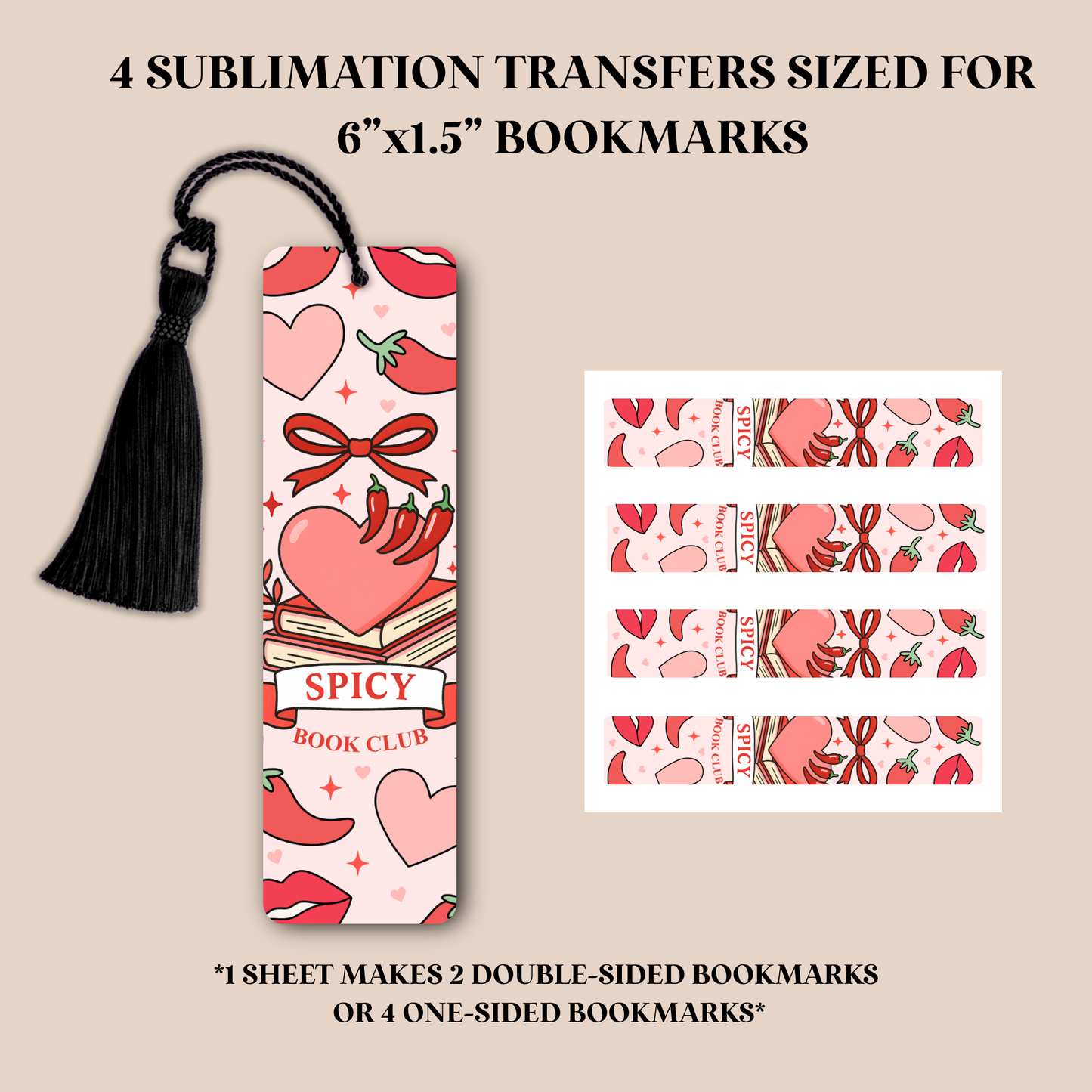 Spicy Book Club Bookmark Sublimation Transfer