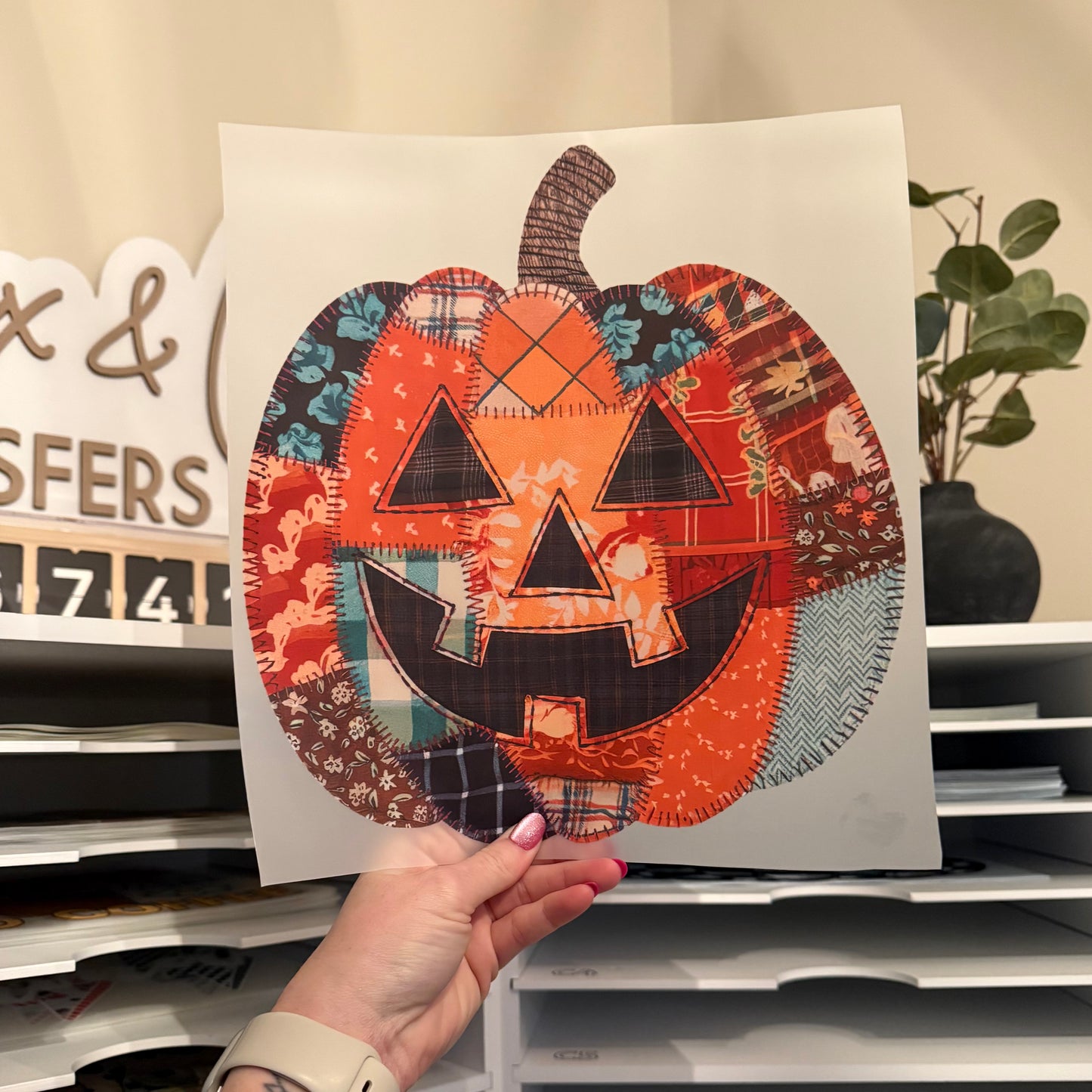 Patchwork Pumpkin DTF HOT PEEL