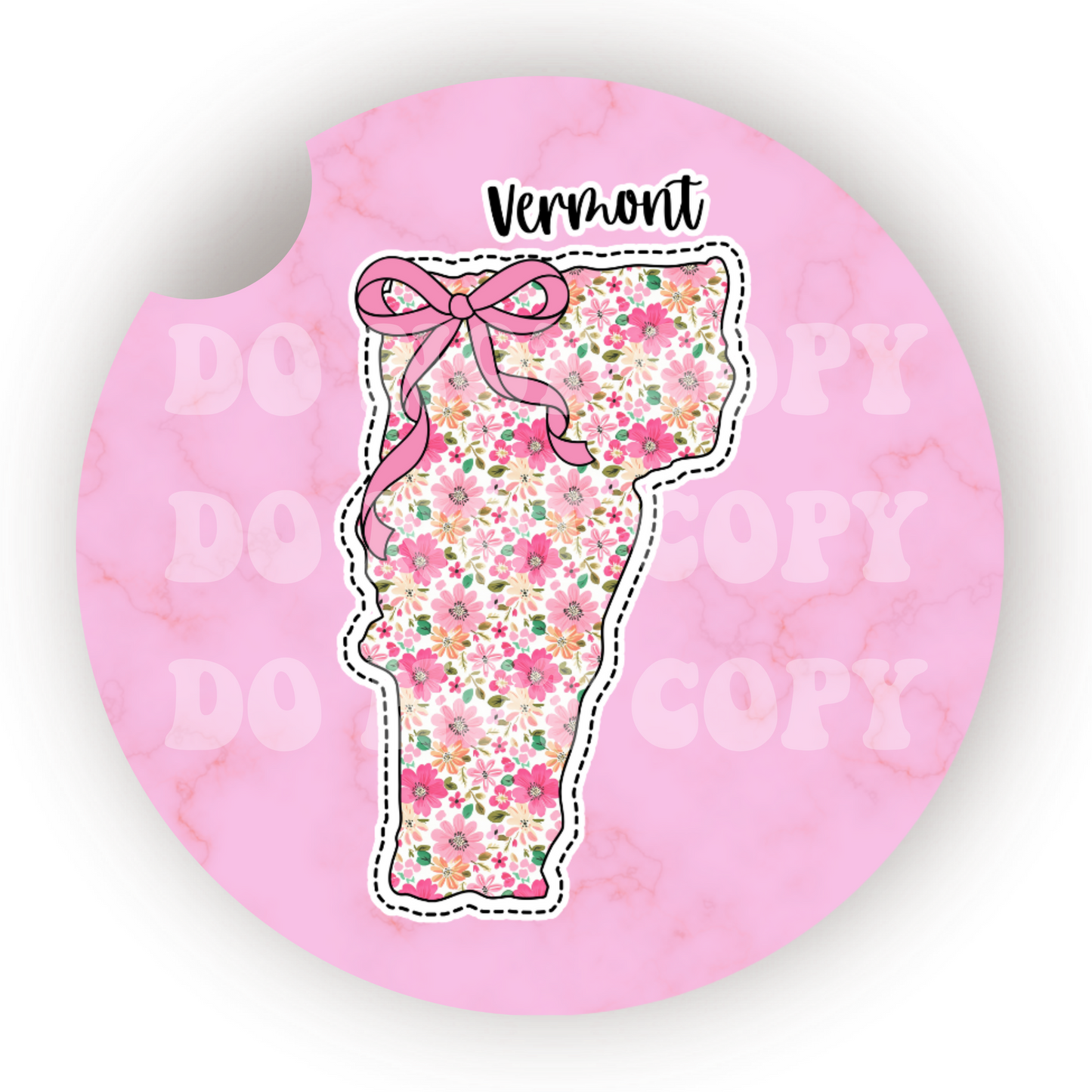 Floral State (Choose Your State) Car Coaster Sublimation Transfer (Set of 2)