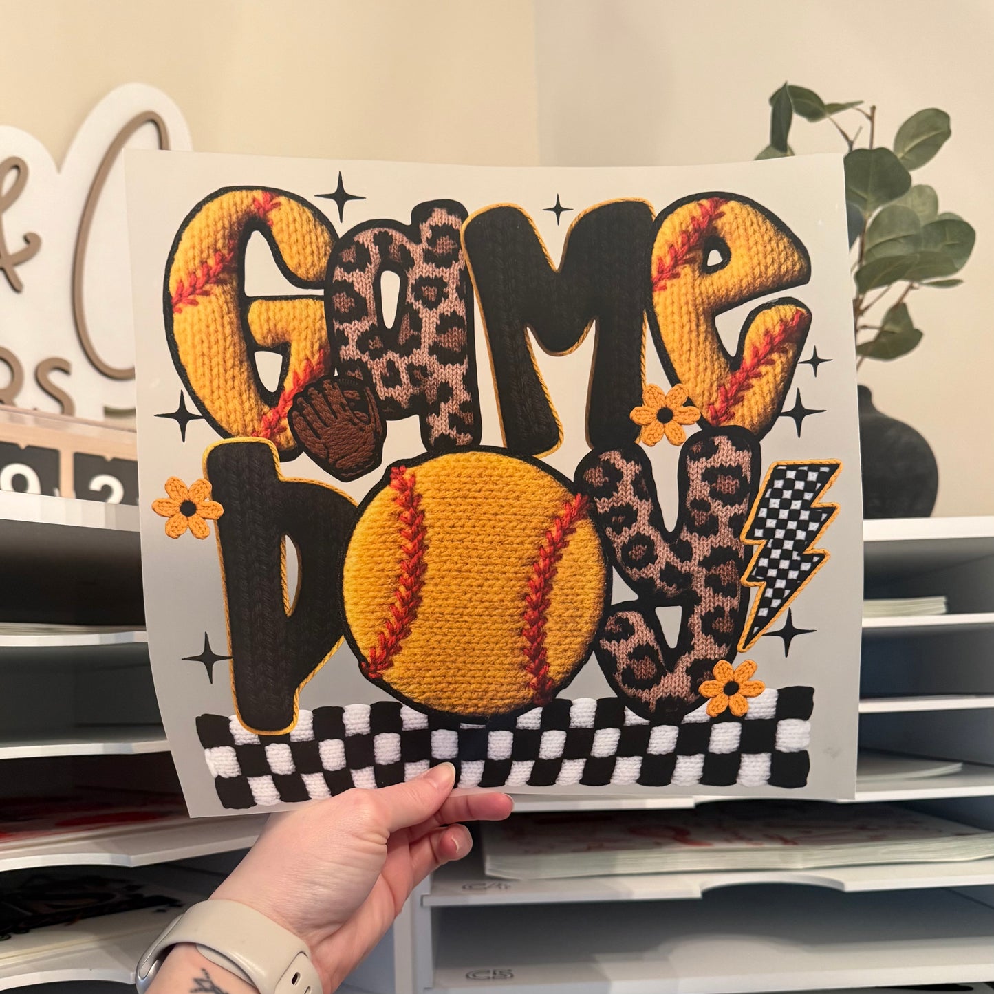 Faux Yarn Game Day Softball DTF HOT PEEL