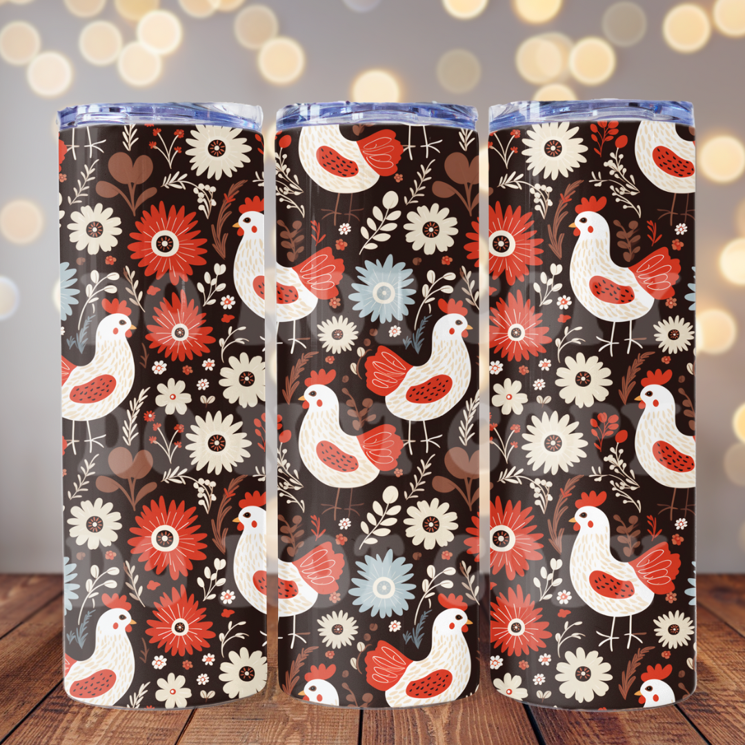 Chicken Doodles 20 oz Skinny Tumbler Sublimation Transfer
