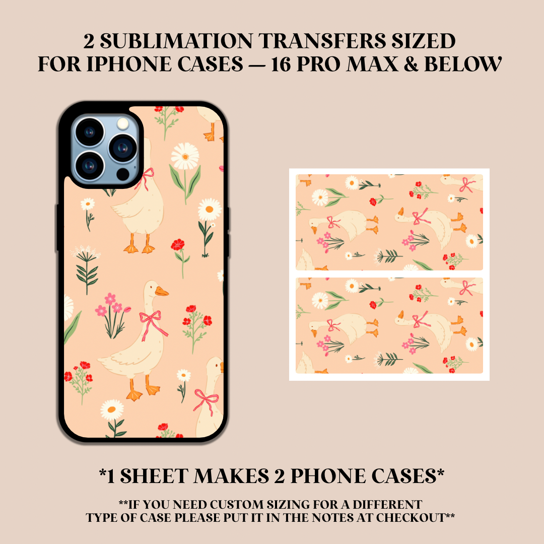 Coquette Goose Phone Case Sublimation Transfer