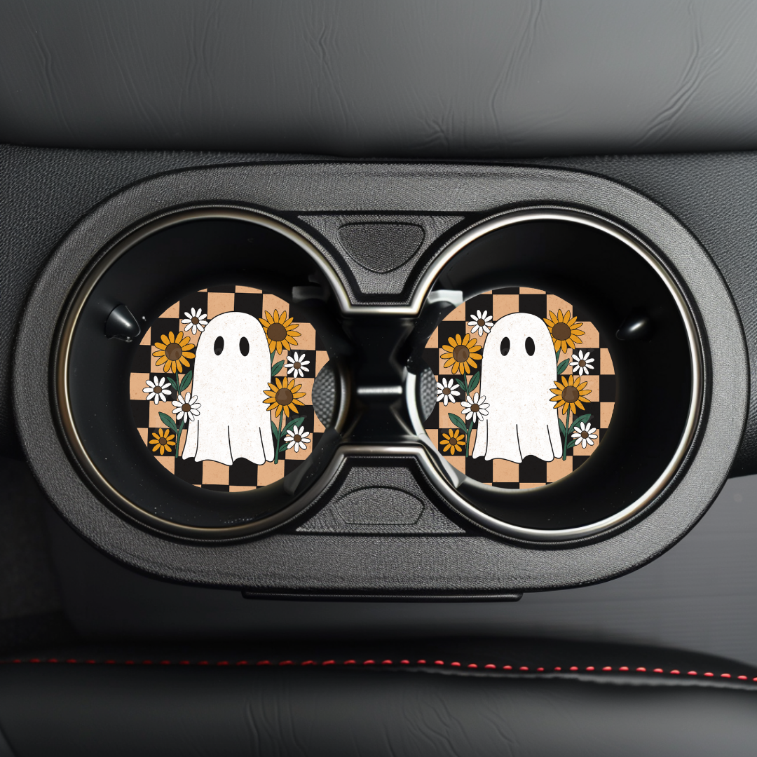 Checker Ghost Car Coaster Sublimation Transfer (Set of 2)
