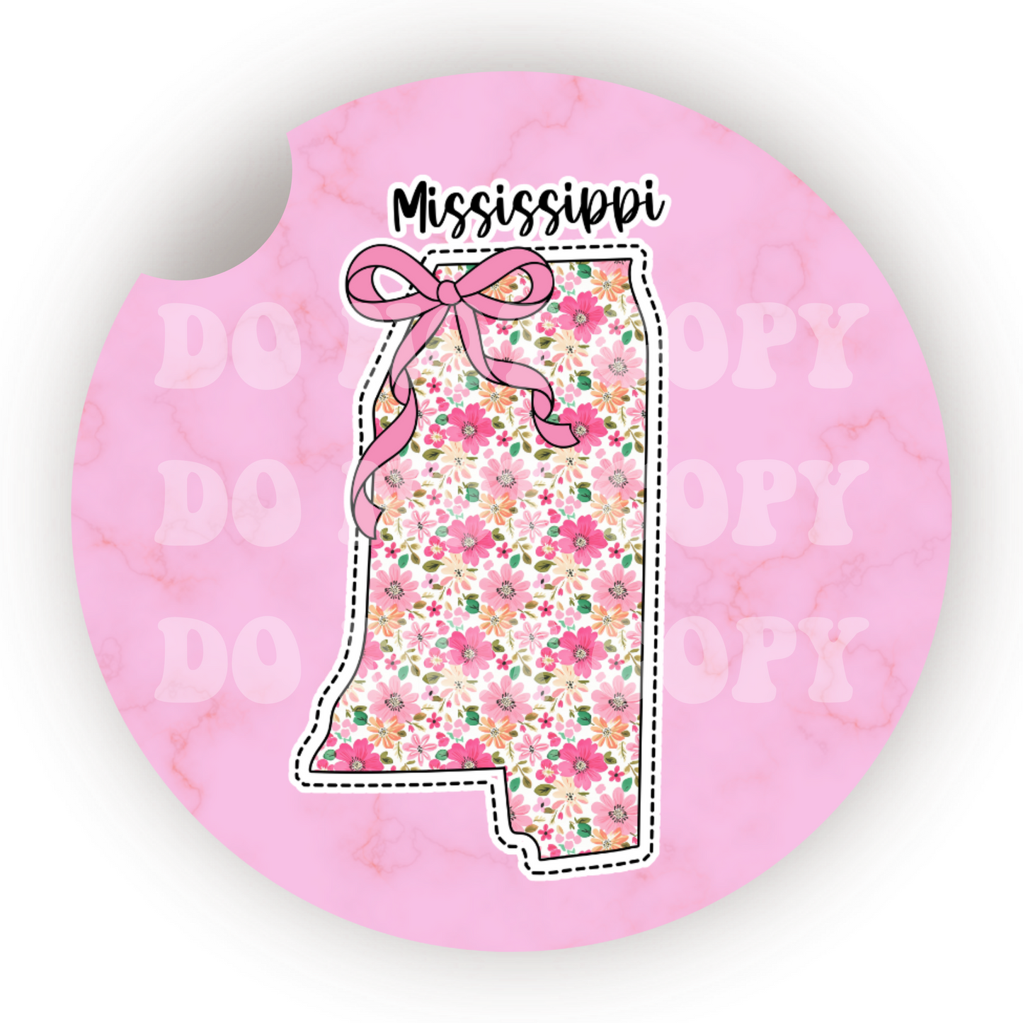 Floral State (Choose Your State) Car Coaster Sublimation Transfer (Set of 2)