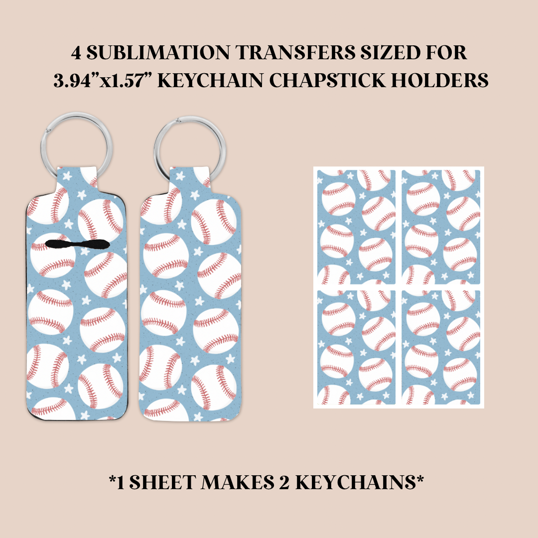 Baseballs Keychain Chapstick Holder Sublimation Transfer
