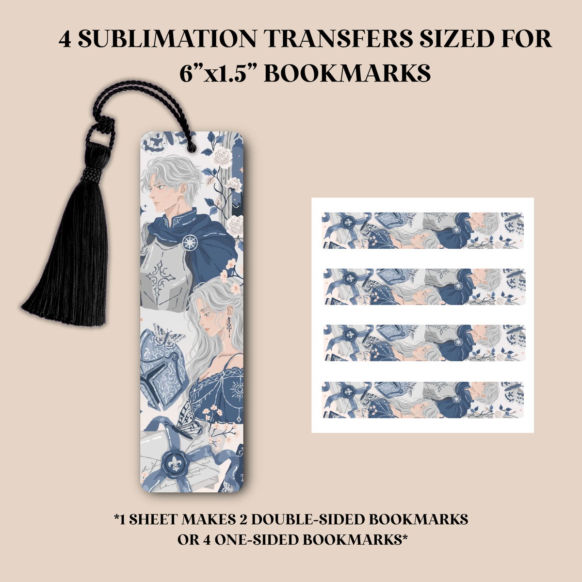 Gothic Knight Romance Bookmark Sublimation Transfer