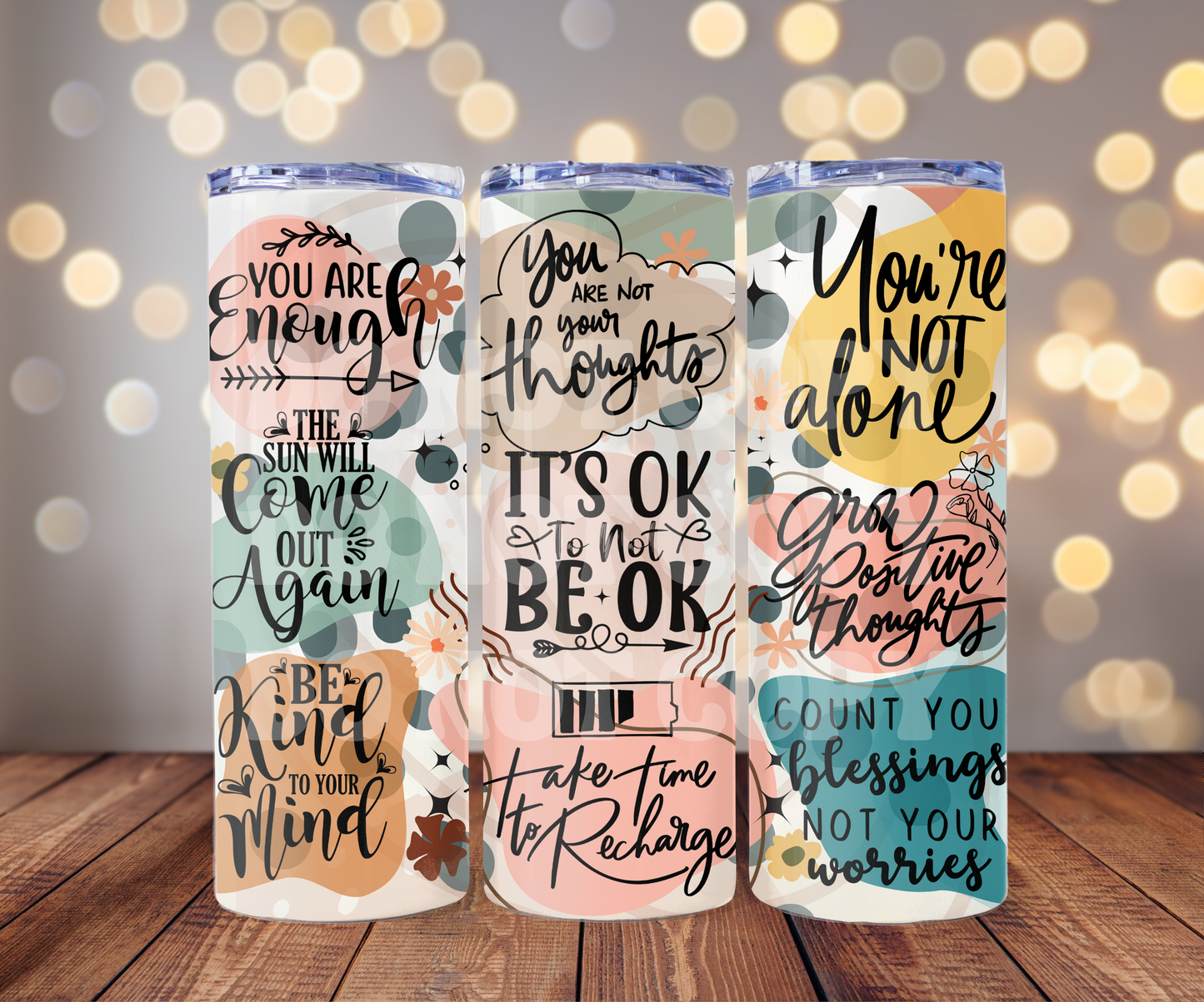 Mental Health Affirmations 20 oz Skinny Tumbler Sublimation Transfer - Not Seamless
