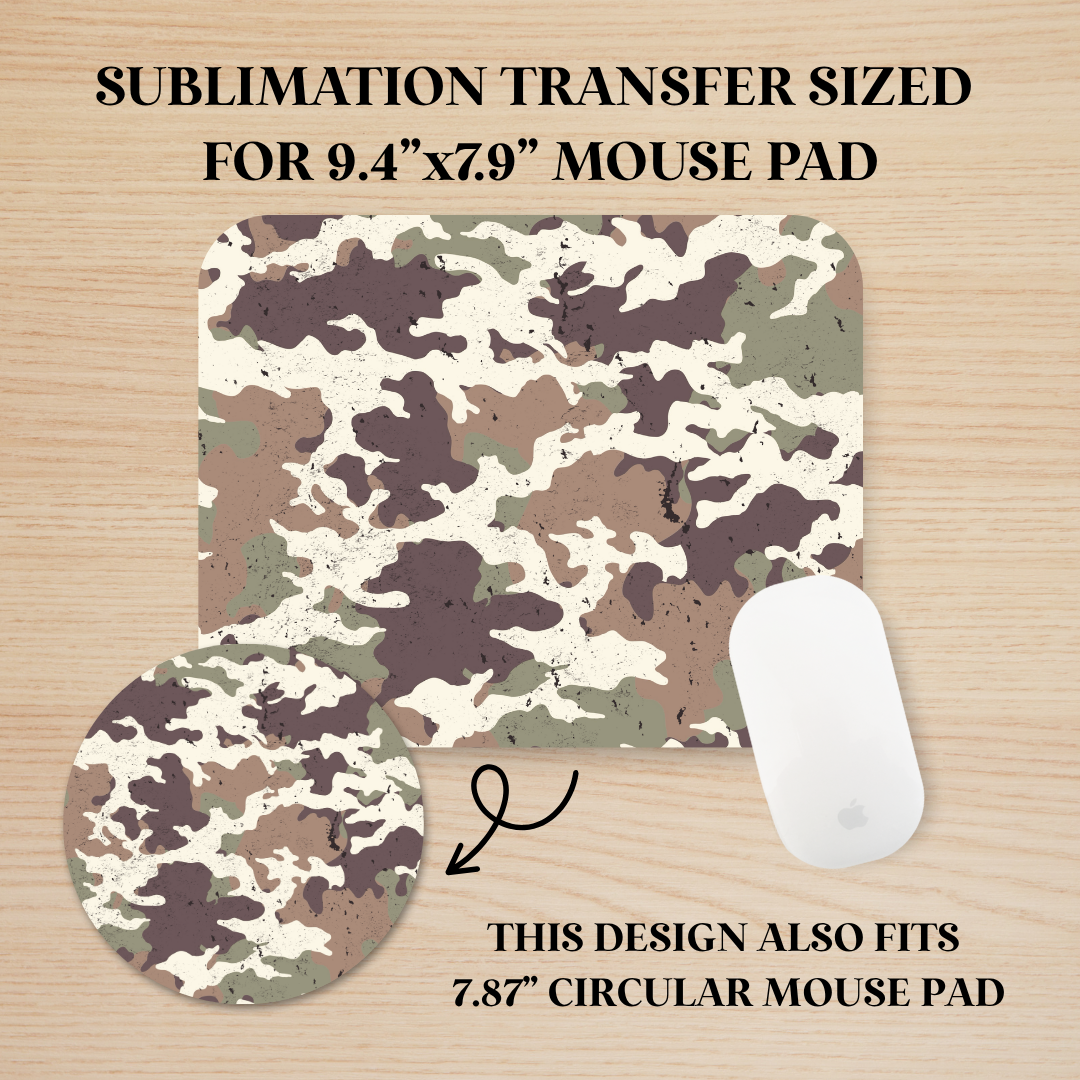 Distressed Camo Mouse Pad Sublimation Transfer