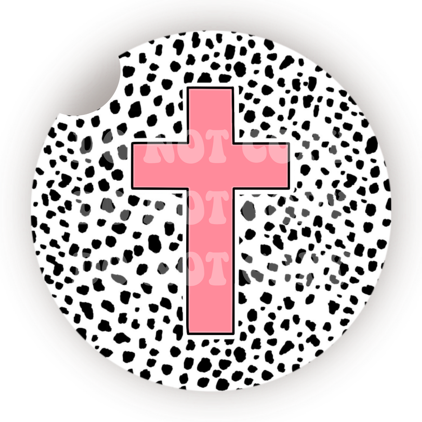 Pink Cross Car Coaster Sublimation Transfer (Set of 2)