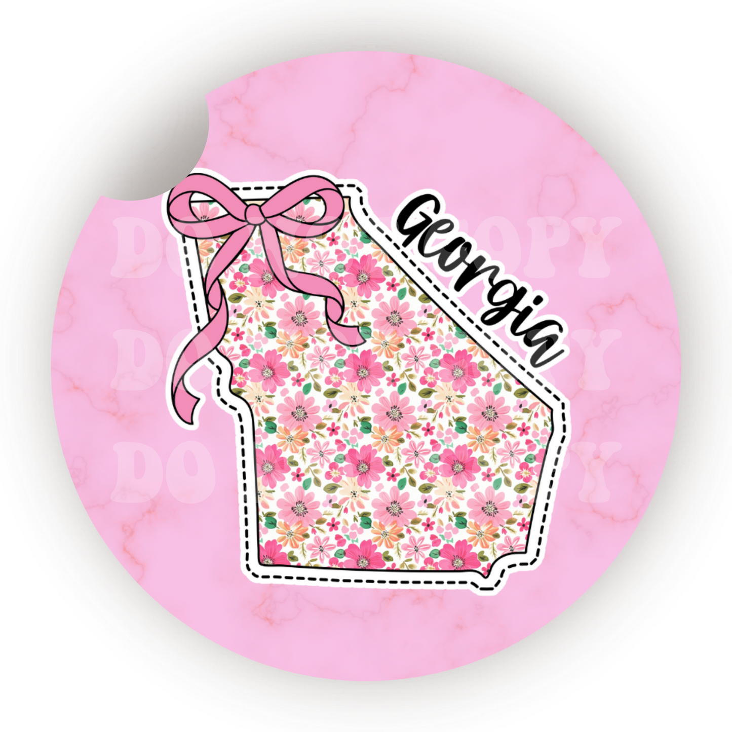 Floral State (Choose Your State) Car Coaster Sublimation Transfer (Set of 2)
