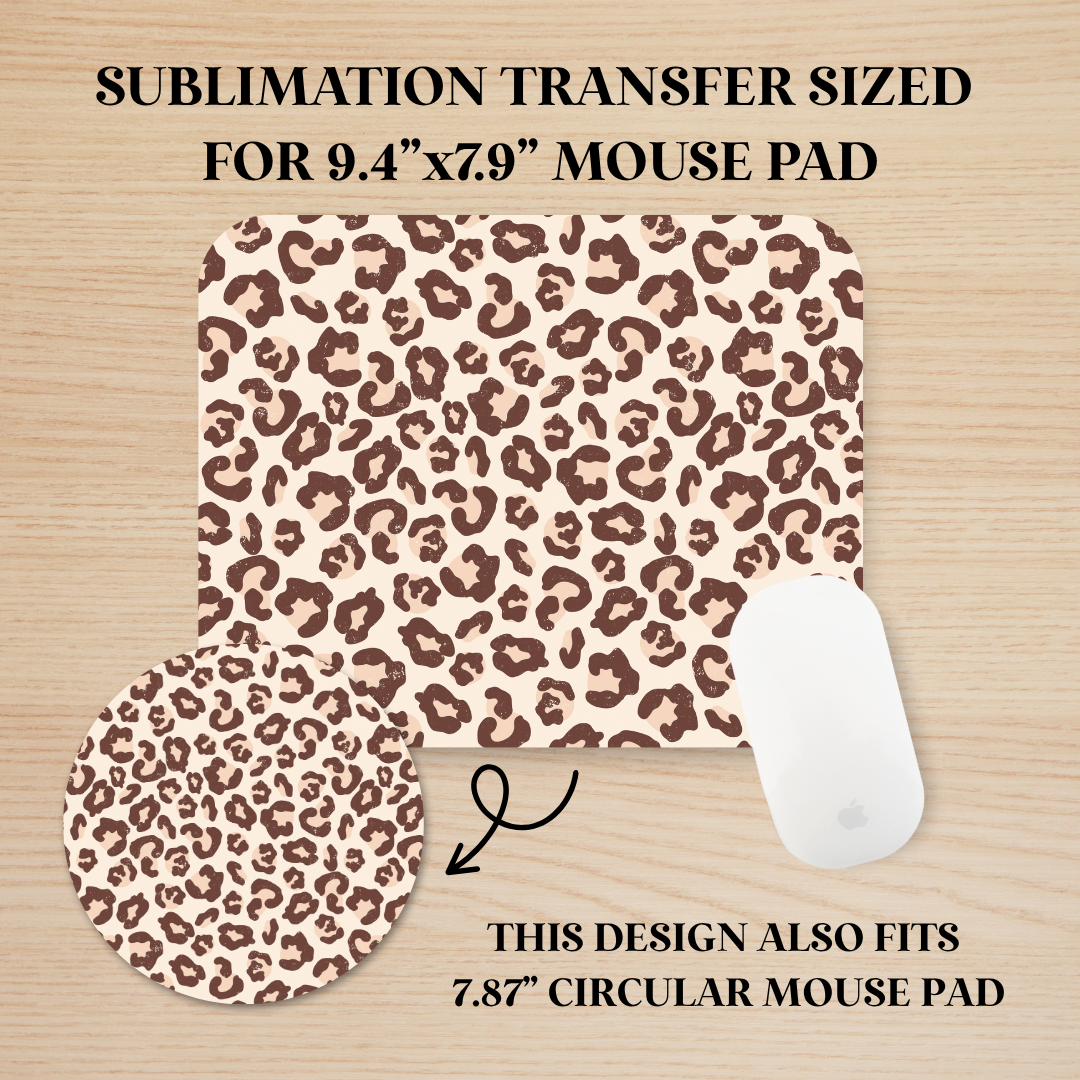 Neutral Leopard Print Mouse Pad Sublimation Transfer