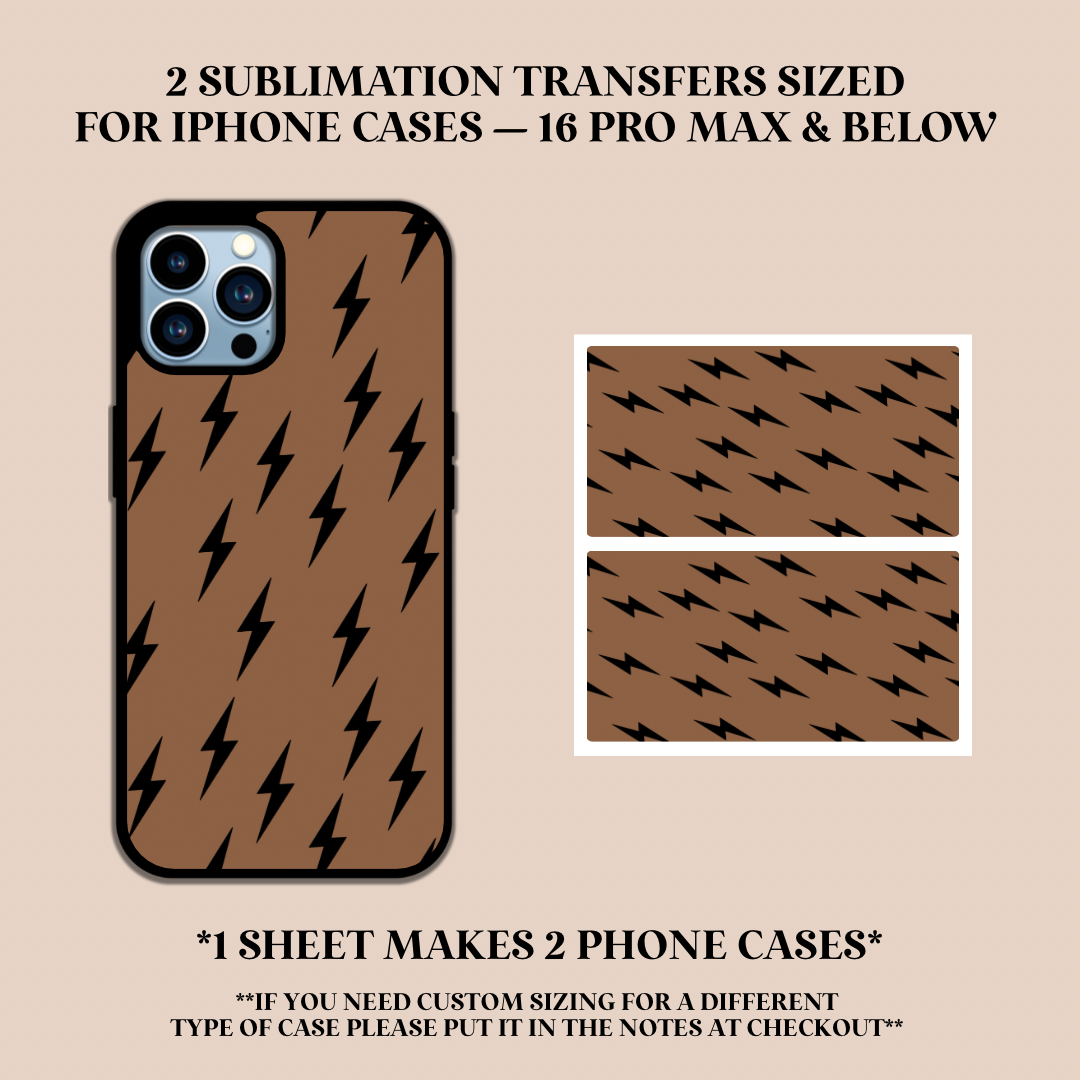 Black Lightning Bolts Phone Case Sublimation Transfer