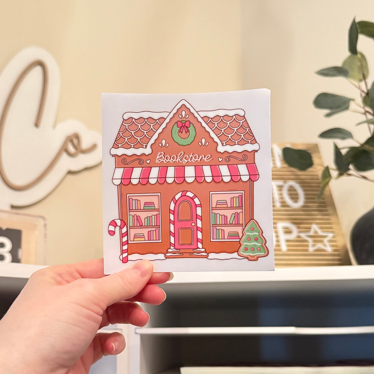 Gingerbread Bookstore 4” Decal