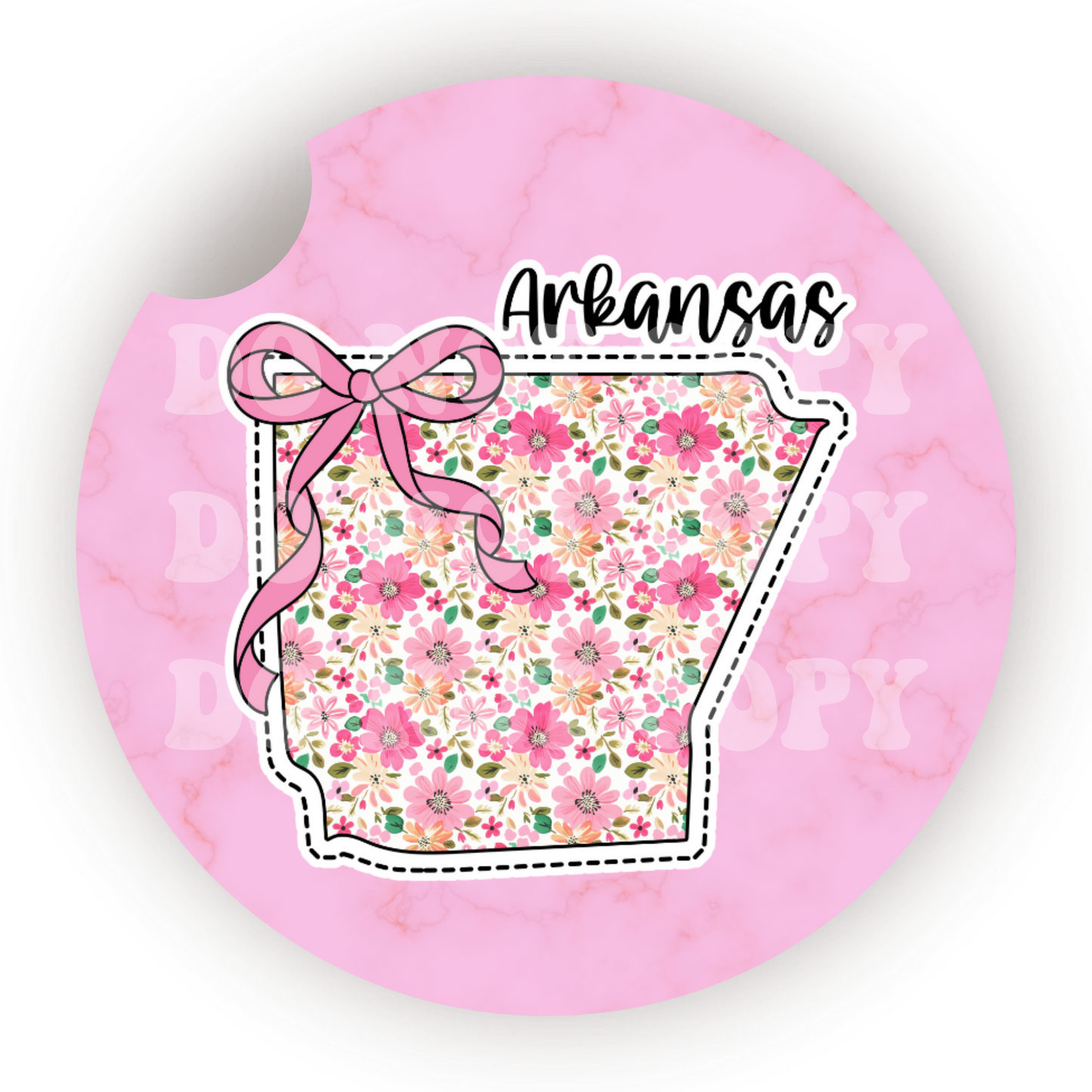 Floral State (Choose Your State) Car Coaster Sublimation Transfer (Set of 2)