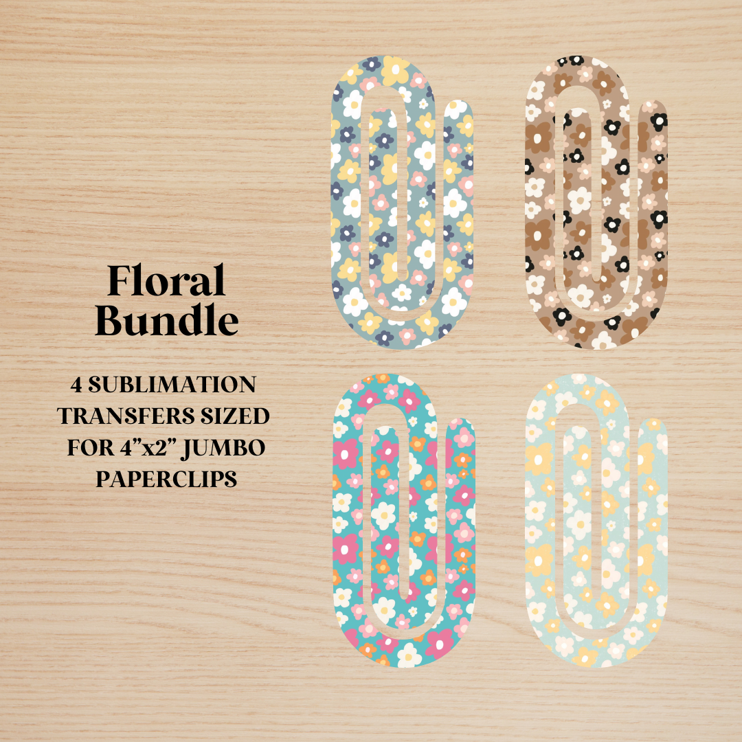 Floral Bundle Jumbo Paperclip Sublimation Transfer