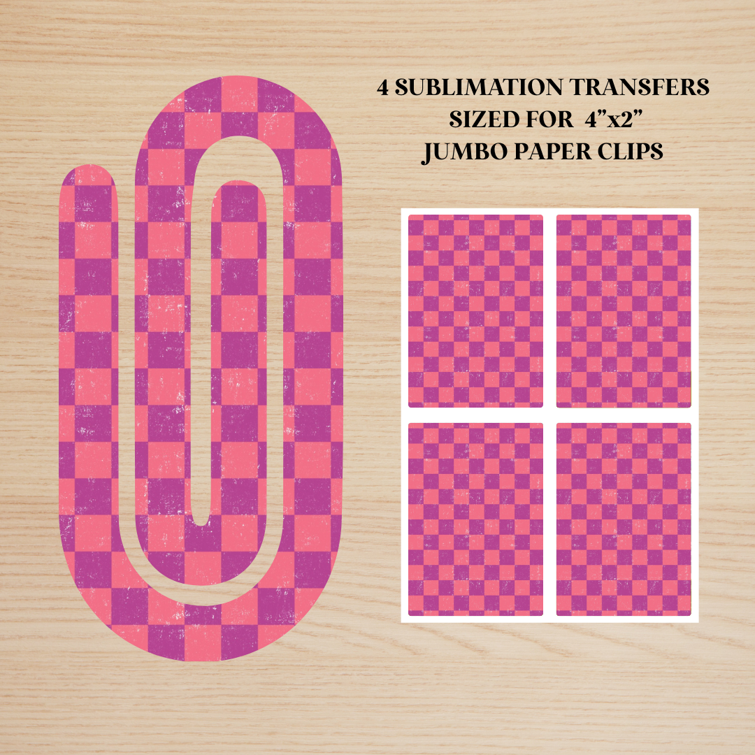 Purple Checker Jumbo Paperclip Sublimation Transfere