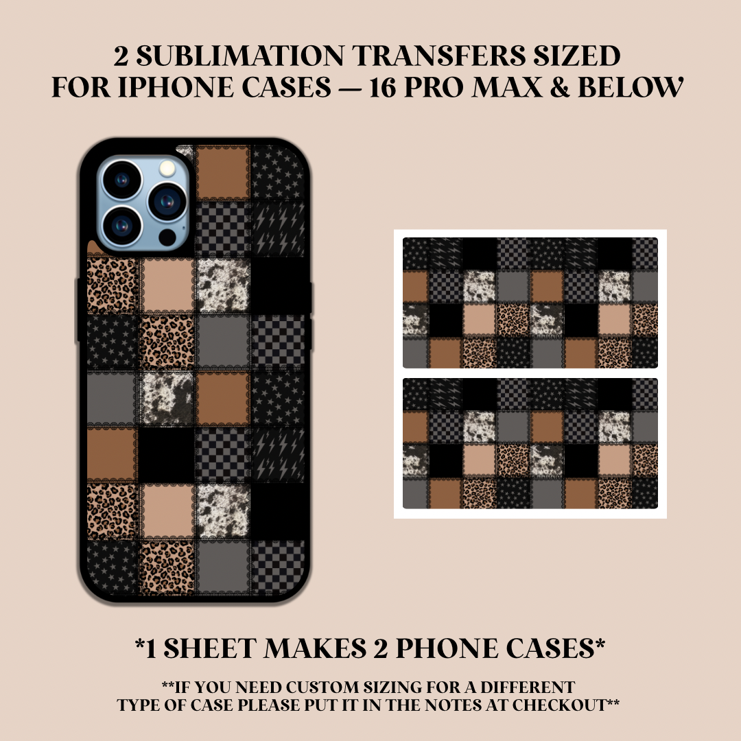 Cowhide Patchwork Phone Case Sublimation Transfer