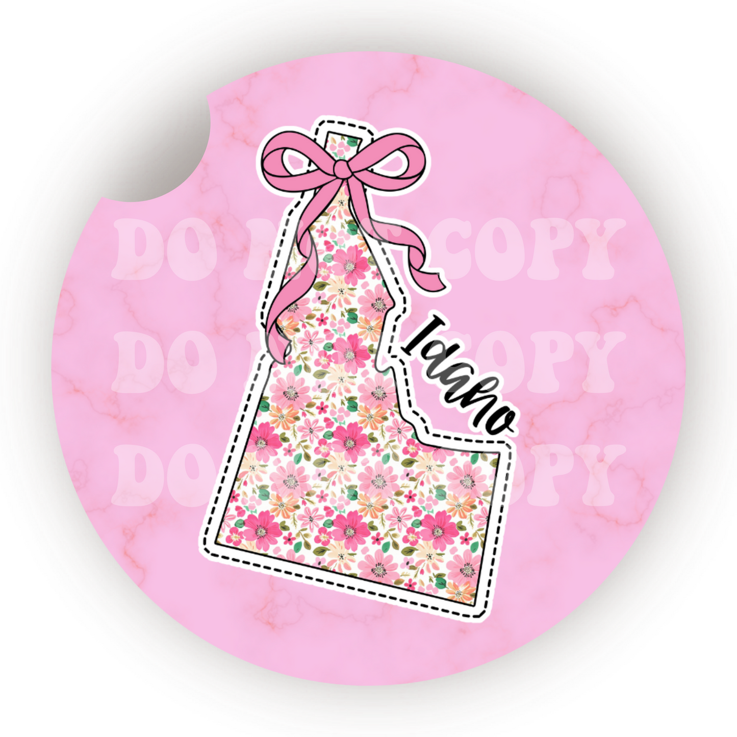 Floral State (Choose Your State) Car Coaster Sublimation Transfer (Set of 2)