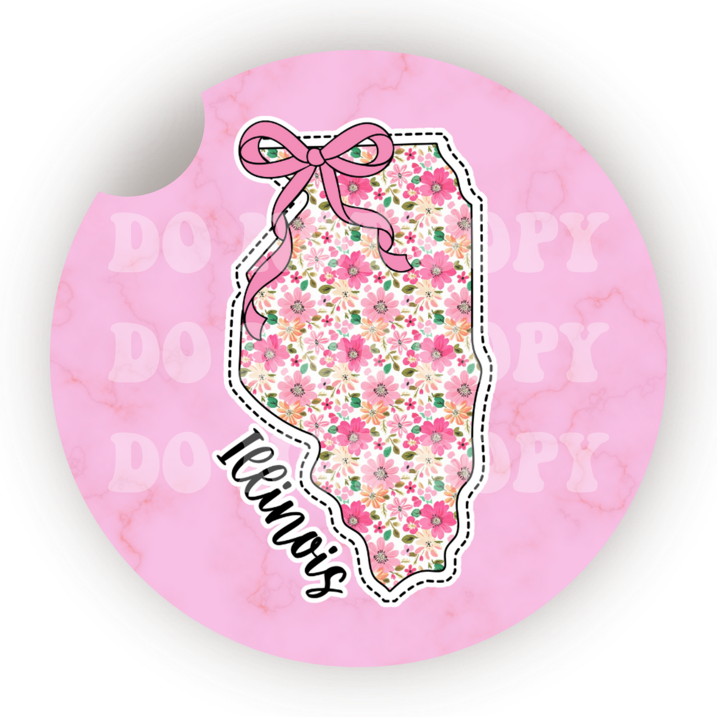 Floral State (Choose Your State) Car Coaster Sublimation Transfer (Set of 2)