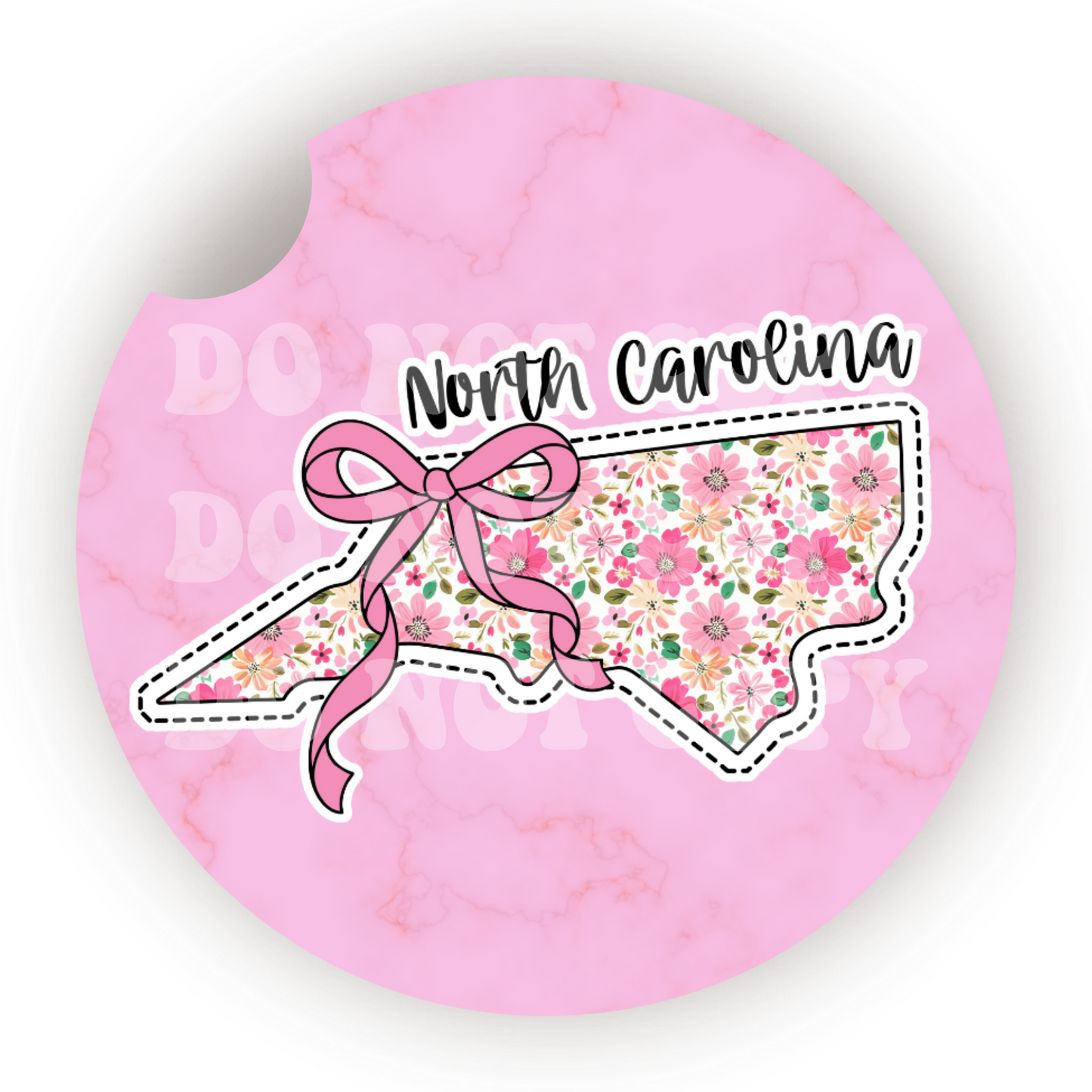 Floral State (Choose Your State) Car Coaster Sublimation Transfer (Set of 2)