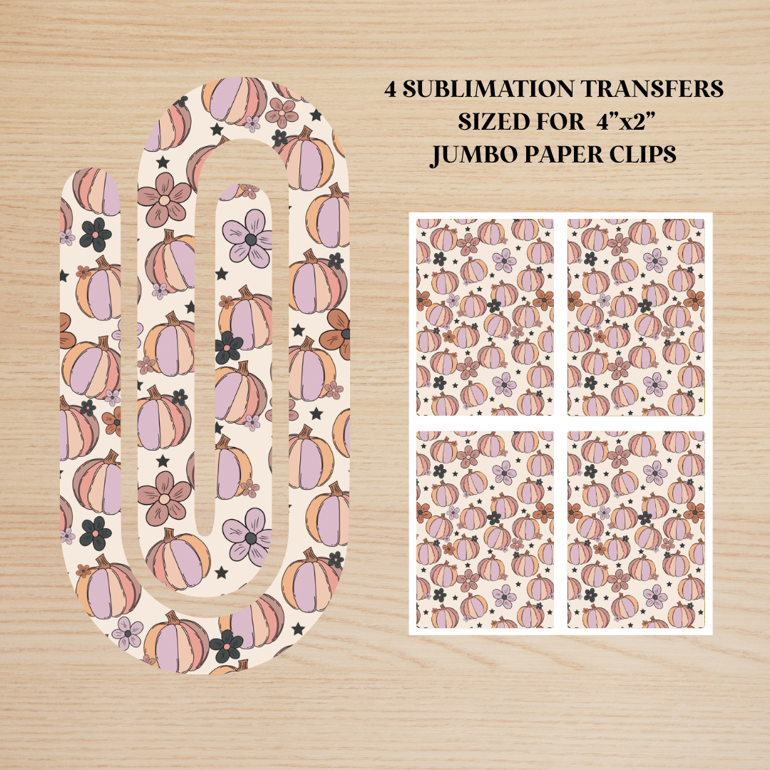 Retro Pumpkins Jumbo Paperclip Sublimation Transfer