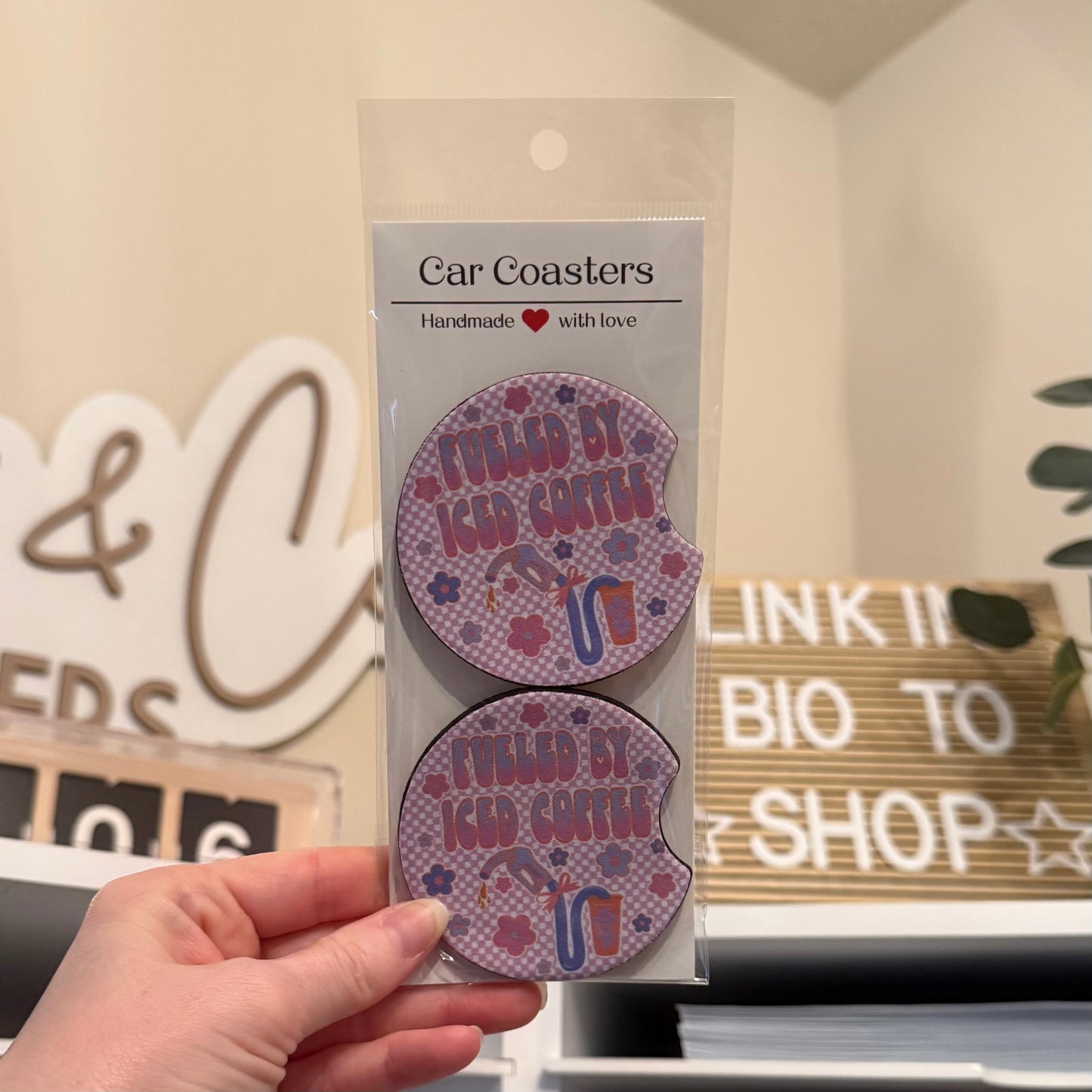 Fueled By Iced Coffee Car Coasters