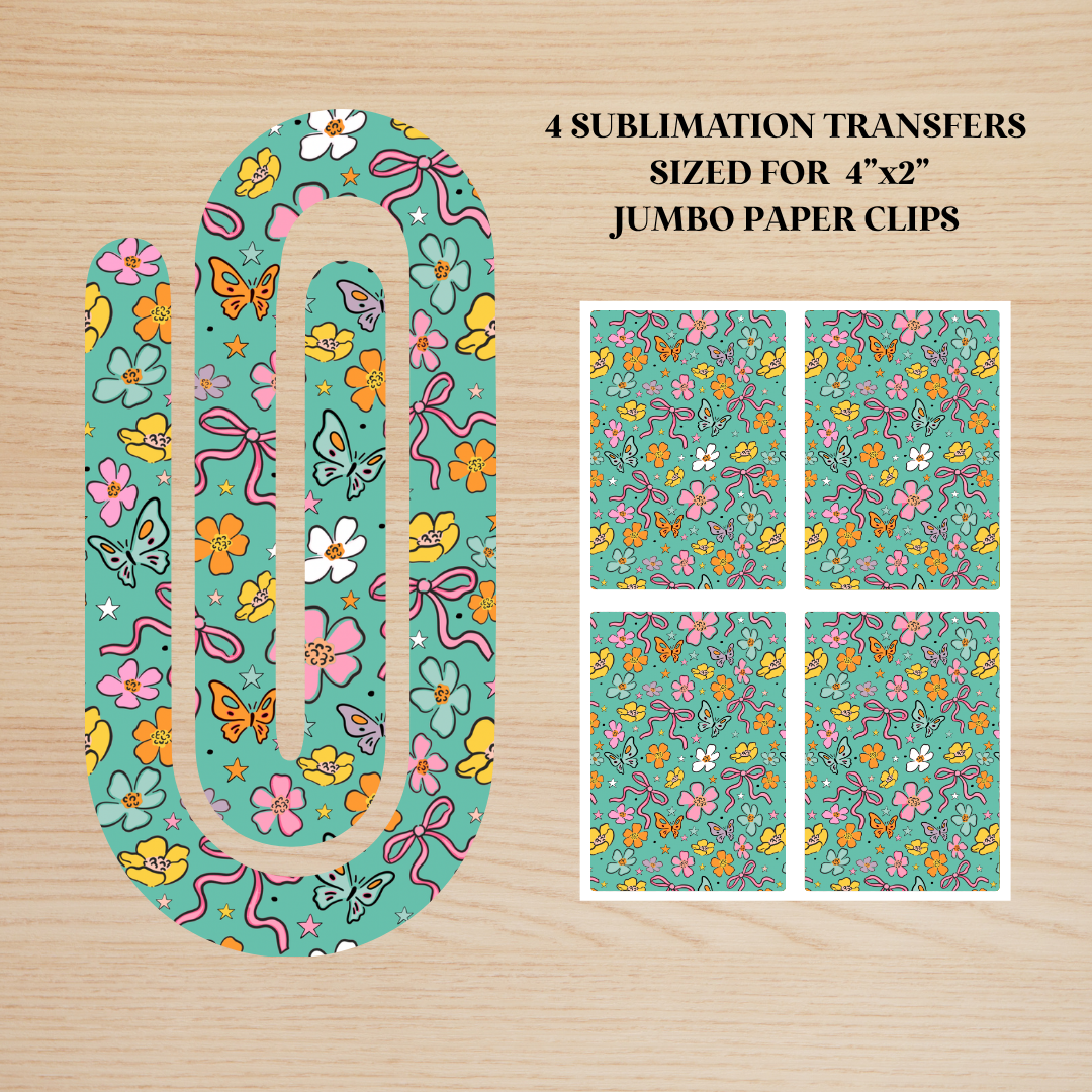 Coquette Butterflies Jumbo Paperclip Sublimation Transfer