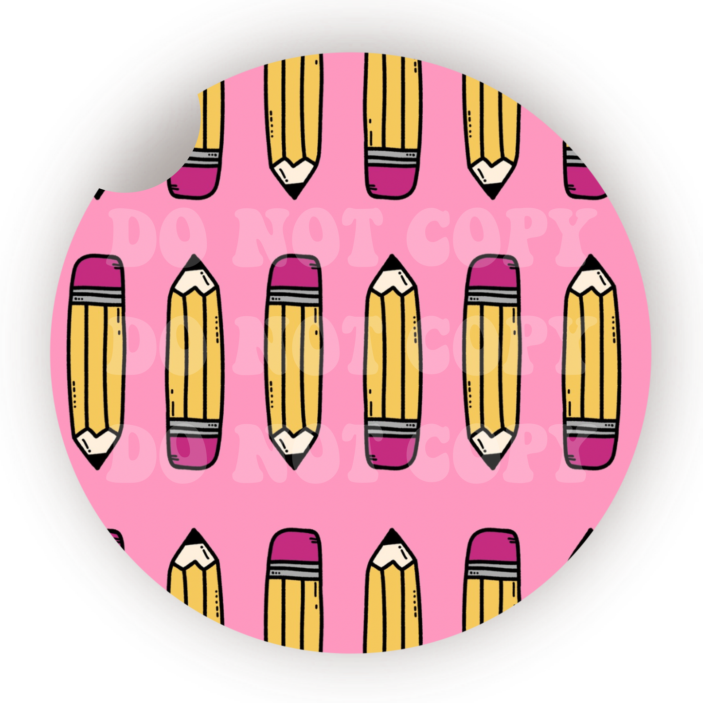 Pink Pencils Car Coaster Sublimation Transfer (Set of 2)