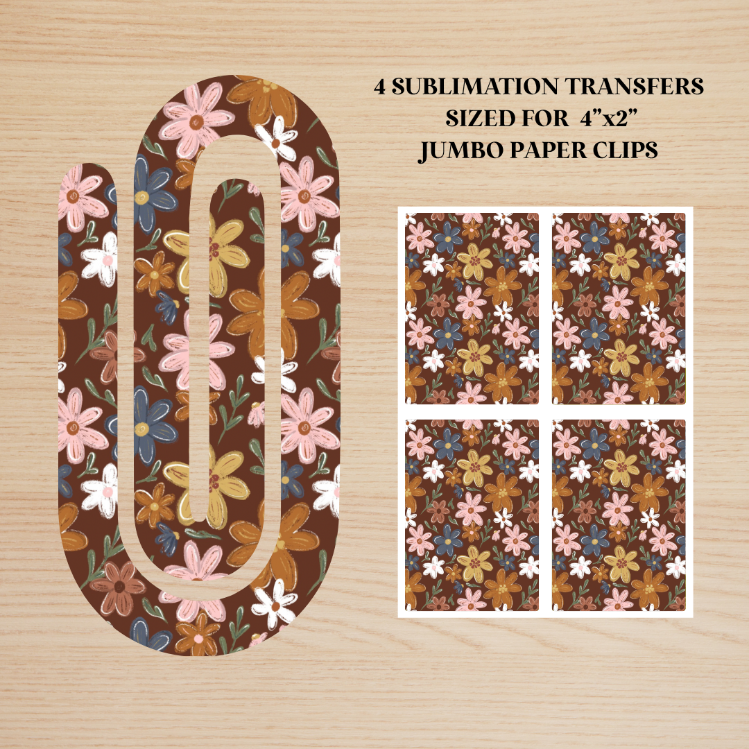 Fall Floral Jumbo Paperclip Sublimation Transfer