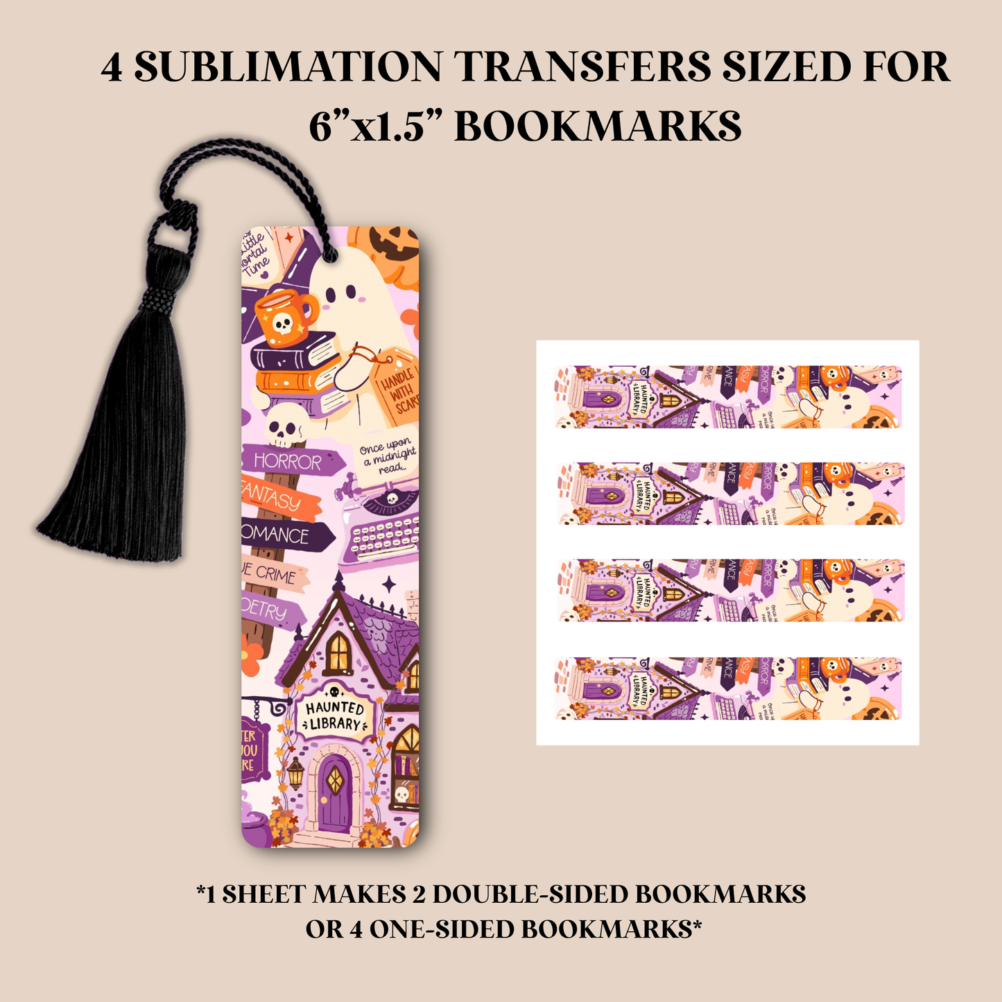 Haunted Library Bookmark Sublimation Transfer