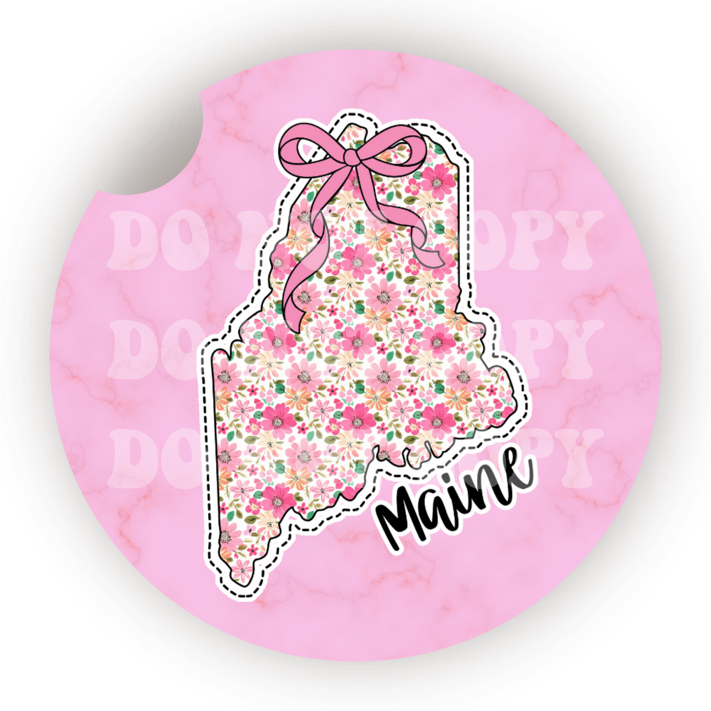 Floral State (Choose Your State) Car Coaster Sublimation Transfer (Set of 2)