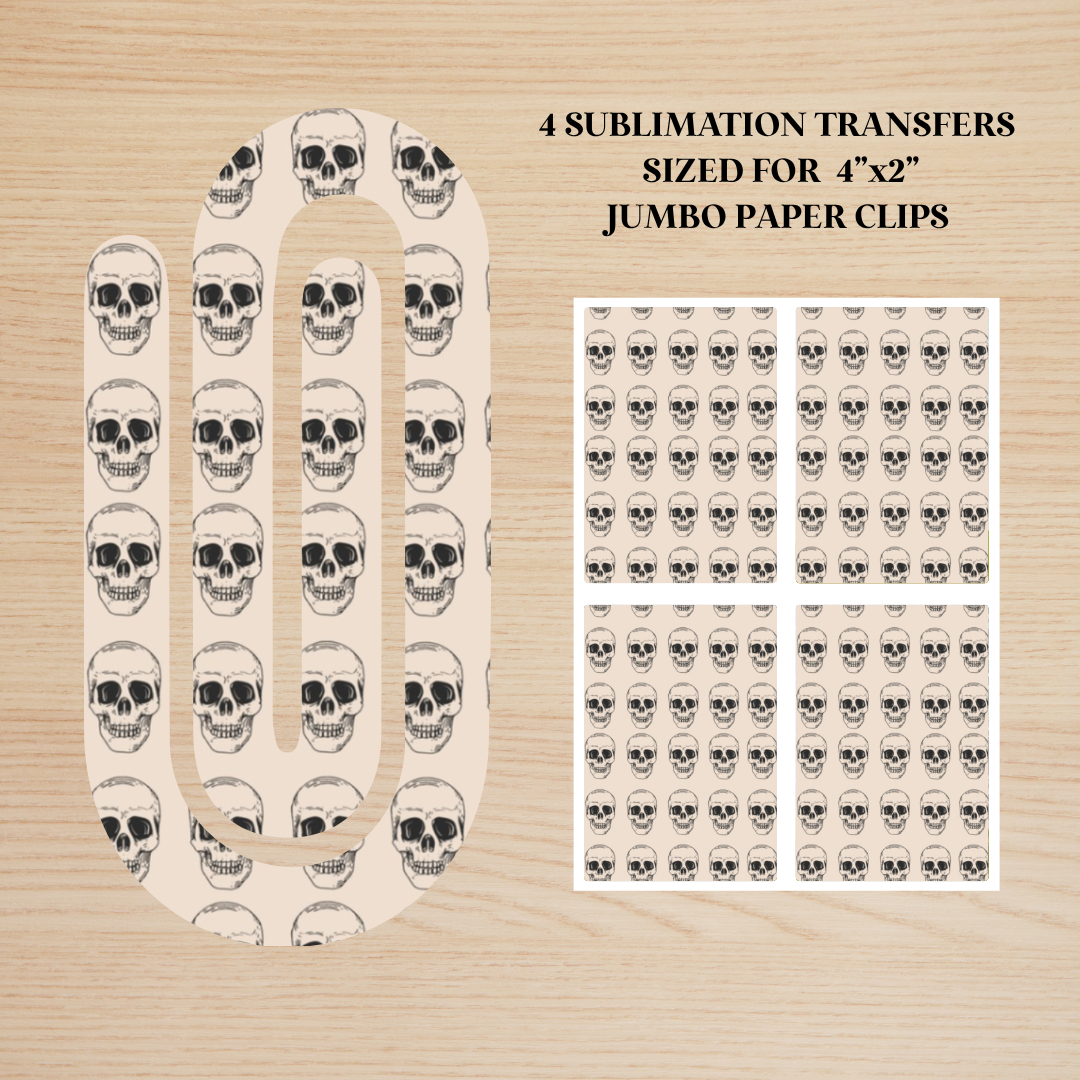 Skull Jumbo Paperclip Sublimation Transfer