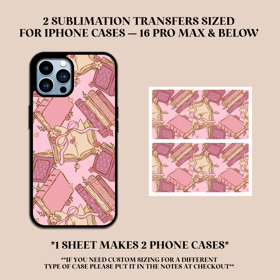 Coquette Books Phone Case Sublimation Transfer
