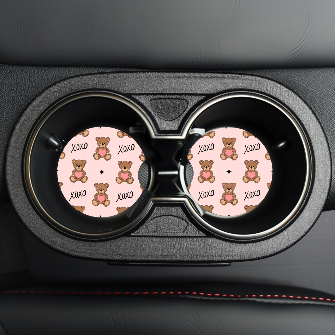 XOXO Bear Car Coaster Sublimation Transfer (Set of 2)