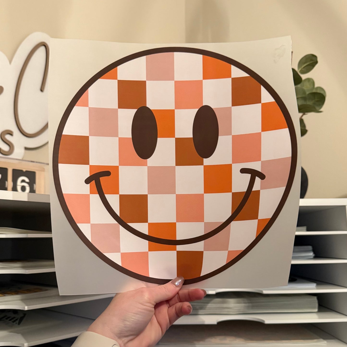 Fall Checker Happy Face DTF HOT PEEL