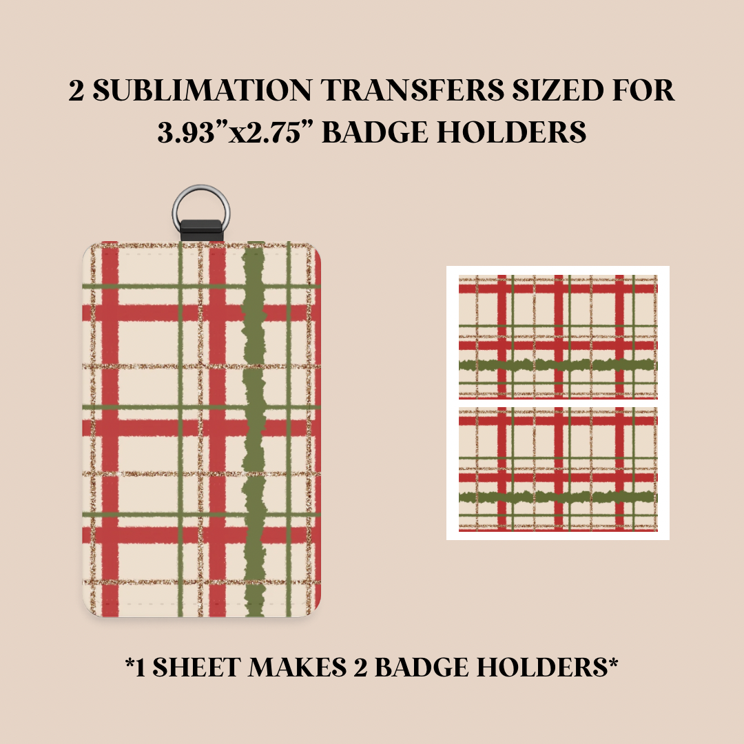 Christmas Plaid Badge Holder Sublimation Transfer