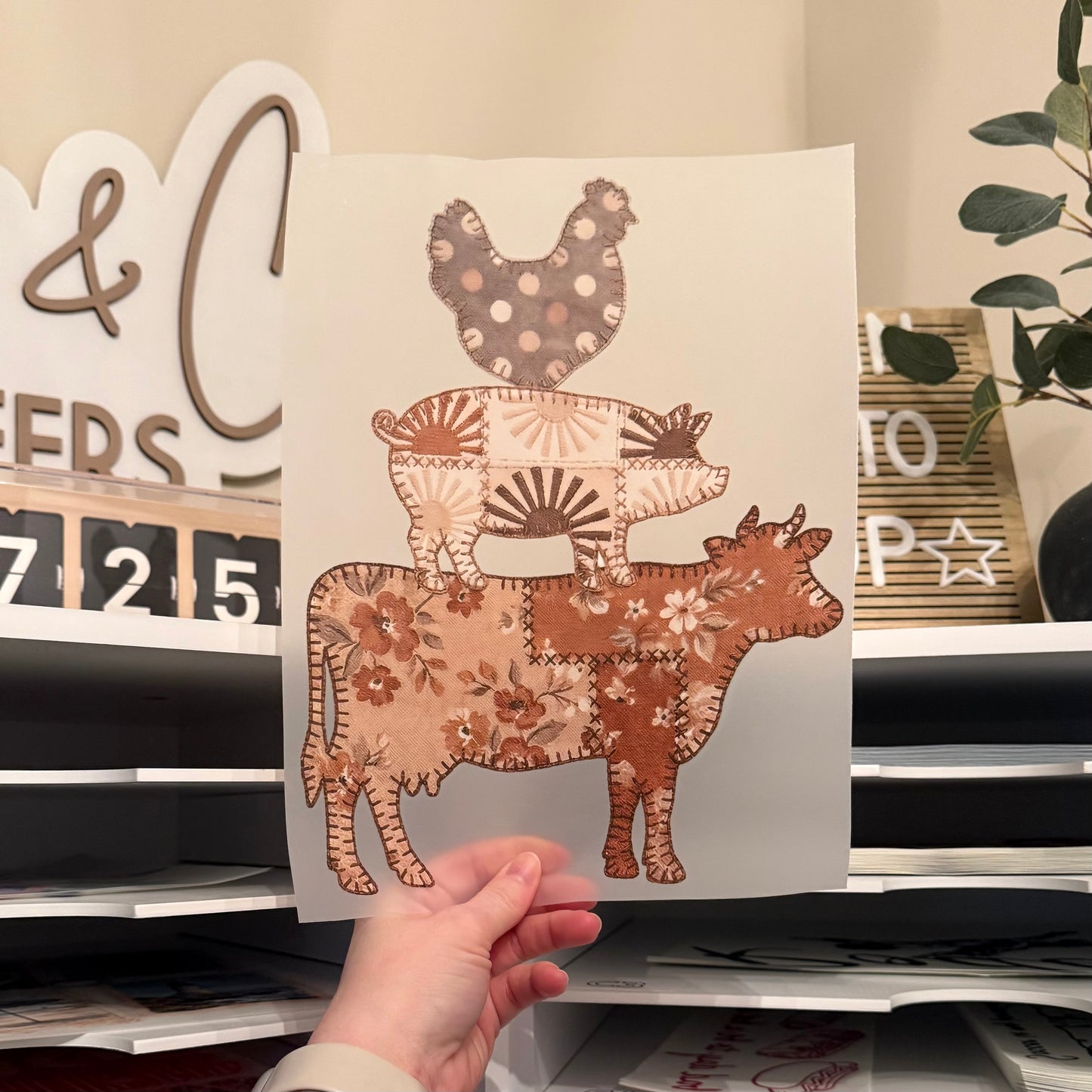 Patchwork Farm Animals DTF HOT PEEL
