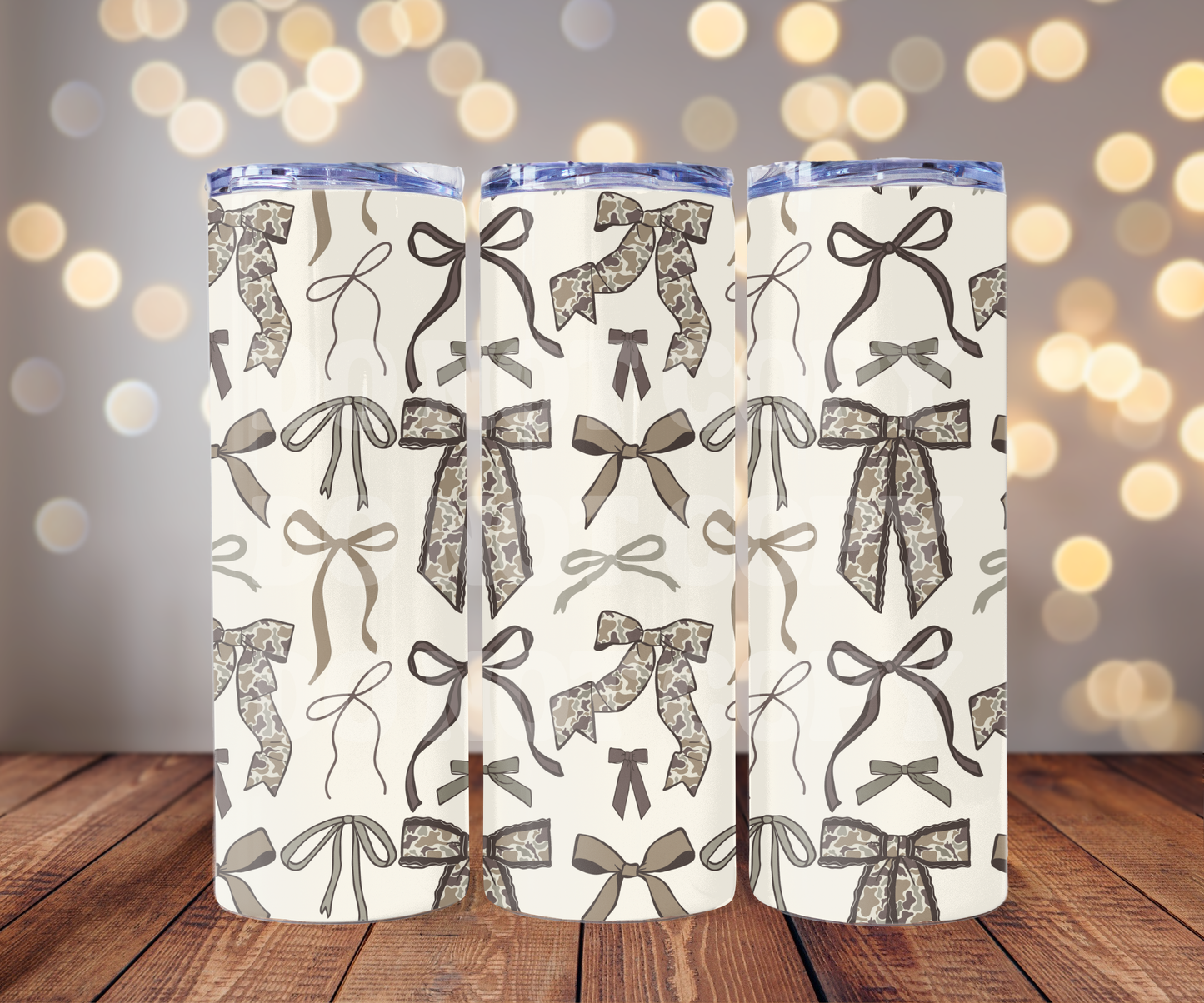 Camo Bows 20 oz Skinny Tumbler Sublimation Transfer - Seamless