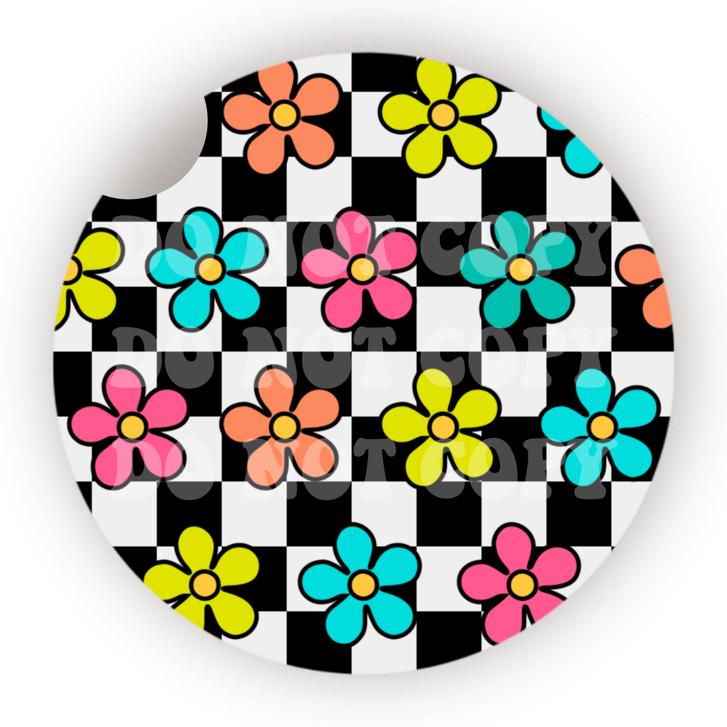 Neon Flowers Car Coaster Sublimation Transfer (Set of 2)