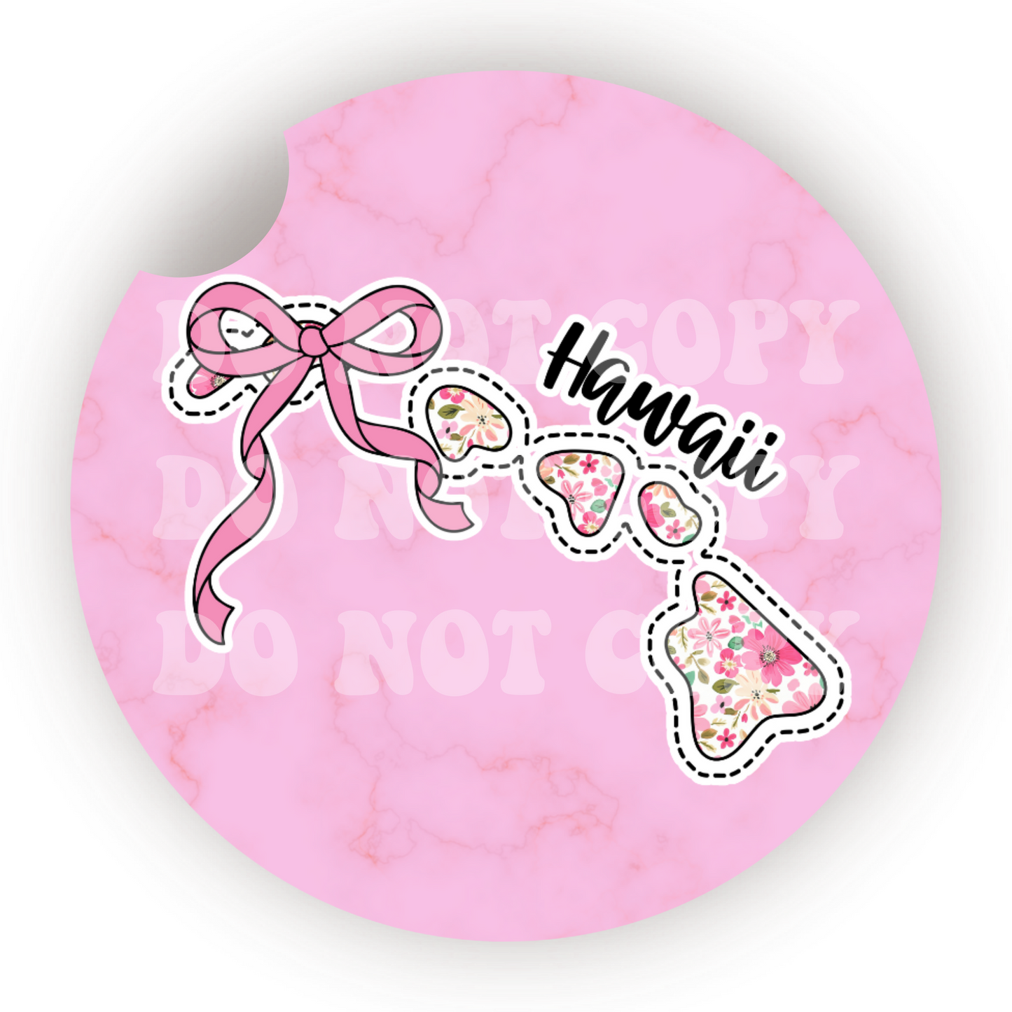 Floral State (Choose Your State) Car Coaster Sublimation Transfer (Set of 2)