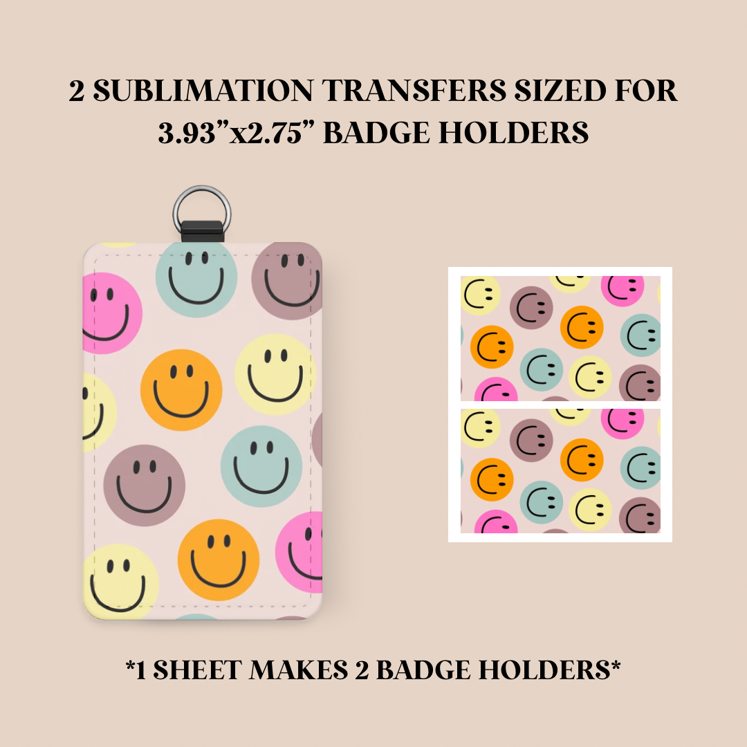 Colorful Happy Faces Badge Holder Sublimation Transfer
