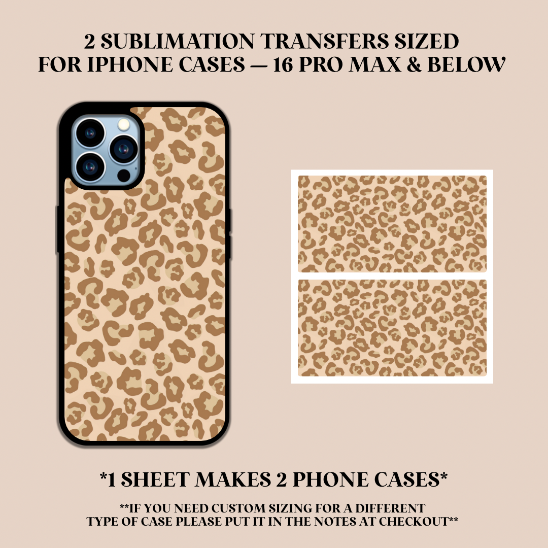 Tan Leopard Print Phone Case Sublimation Transfer