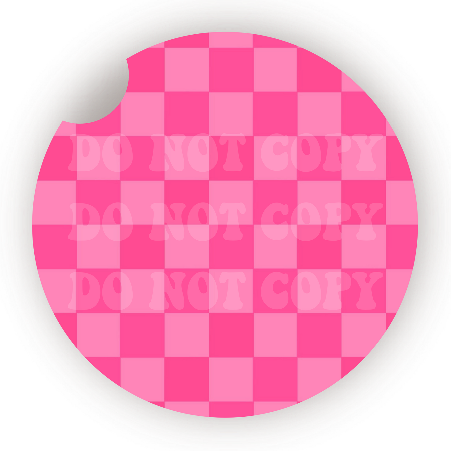 Hot Pink Checker Car Coaster Sublimation Transfer (Set of 2)
