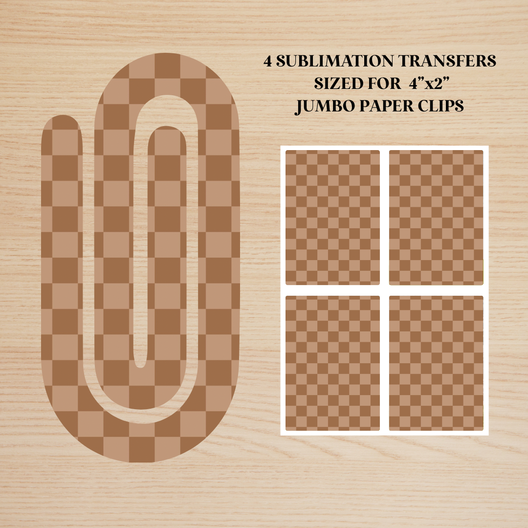 Brown Monochrome Checker Jumbo Paperclip Sublimation Transfer