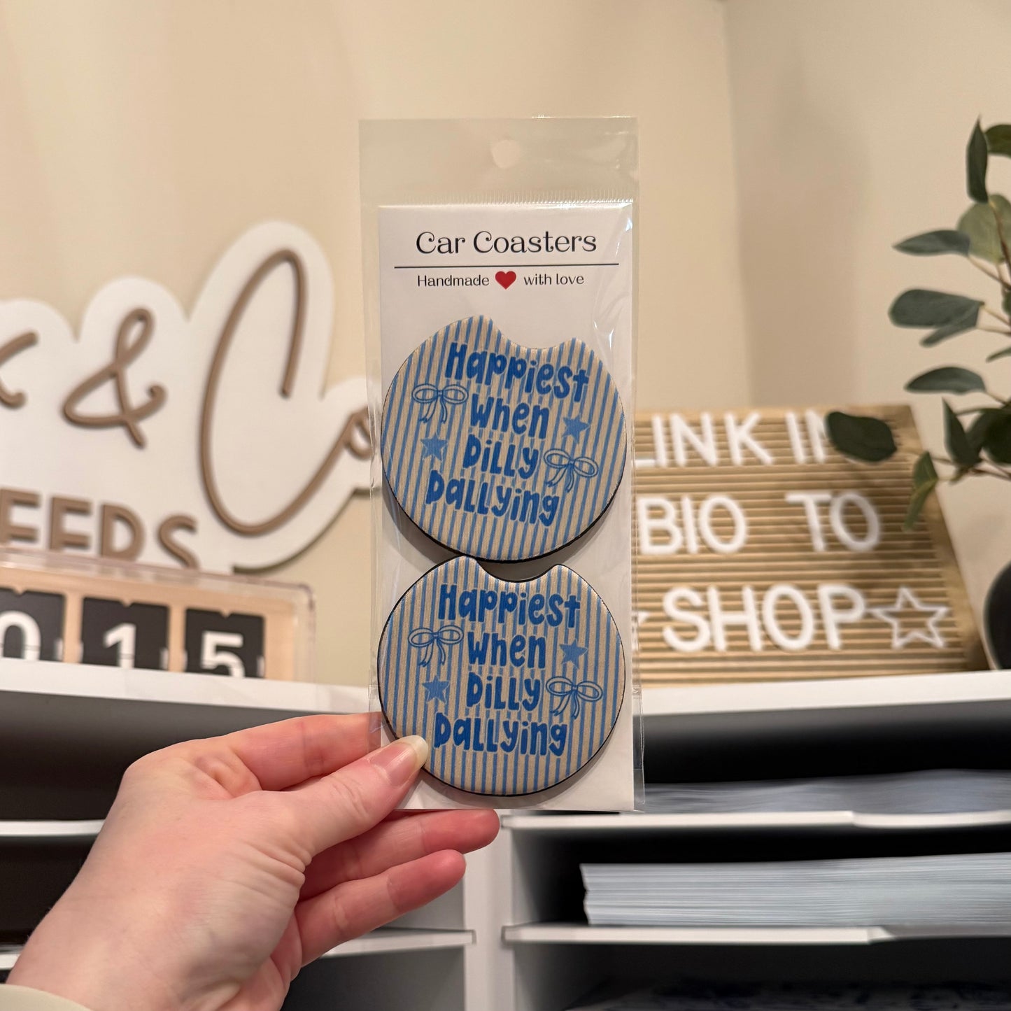 Happiest When Dilly Dallying Car Coasters