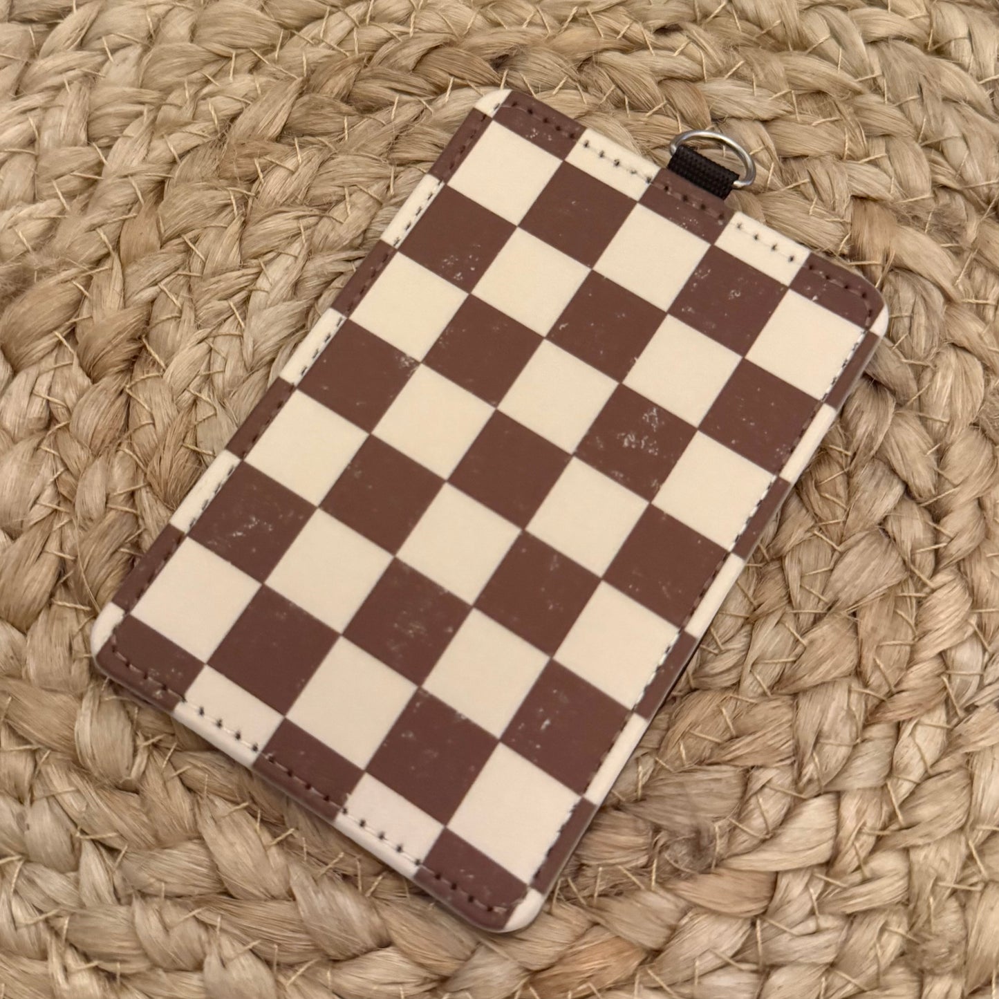 Brown & Cream Checker ID Badge Holder