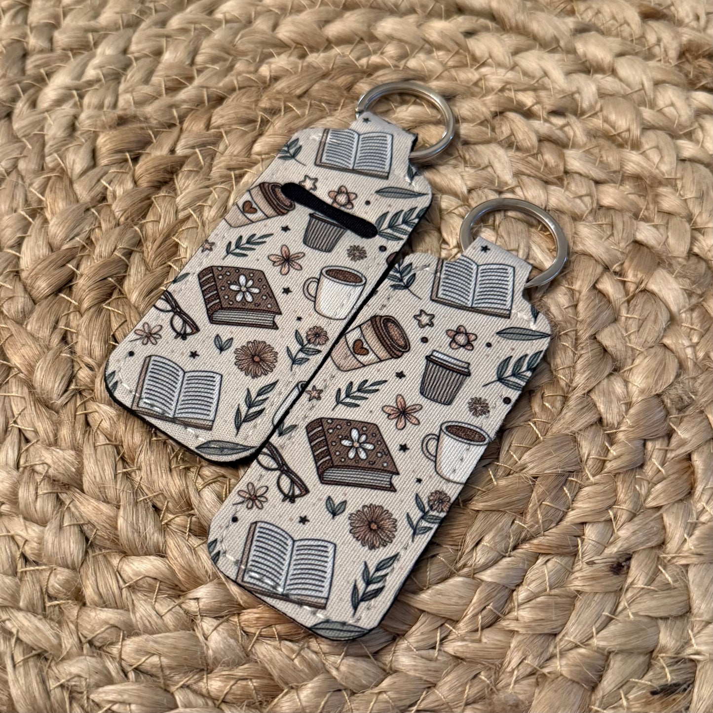 Coffee & Books Chapstick Holder Keychain