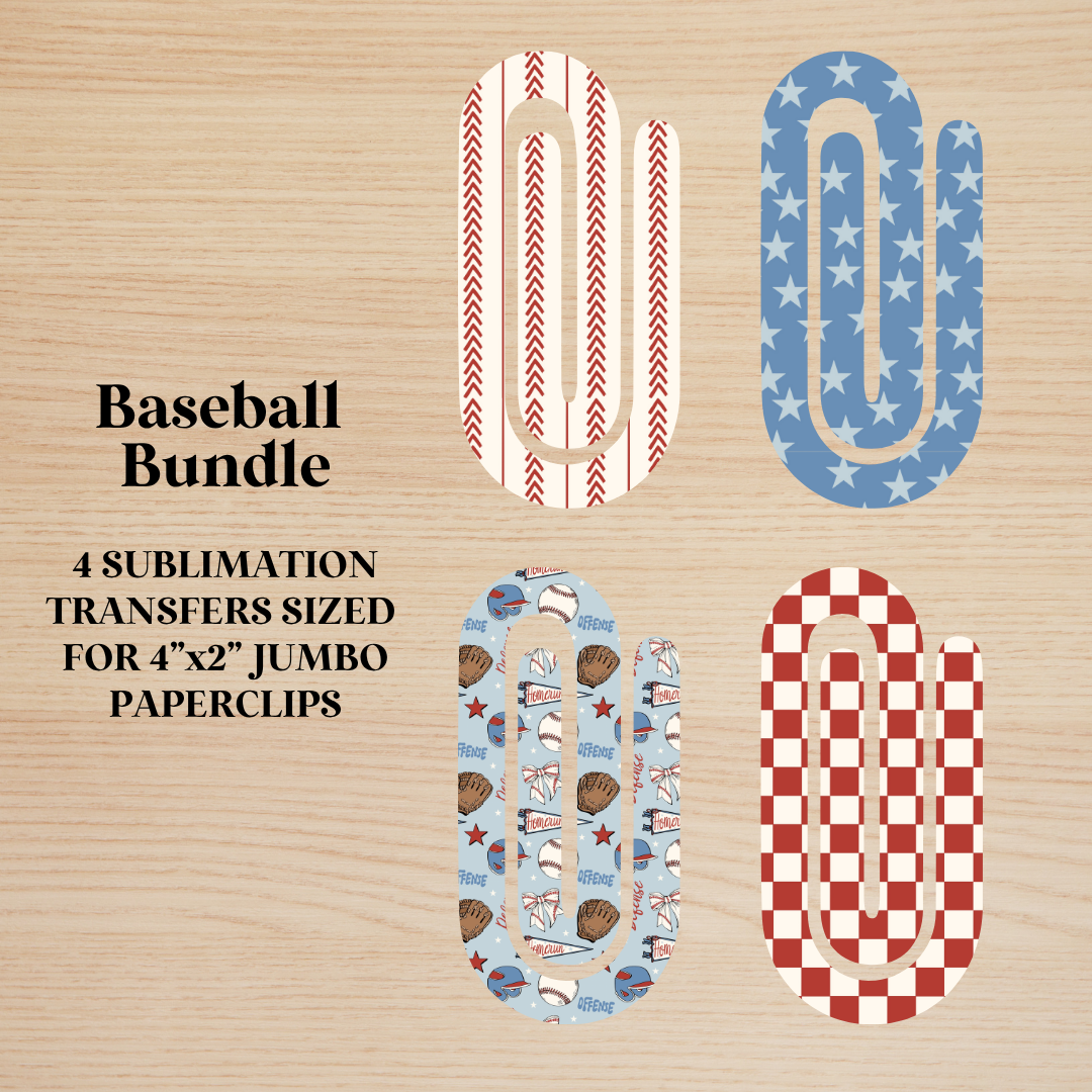 Baseball Bundle Jumbo Paperclip Sublimation Transfer