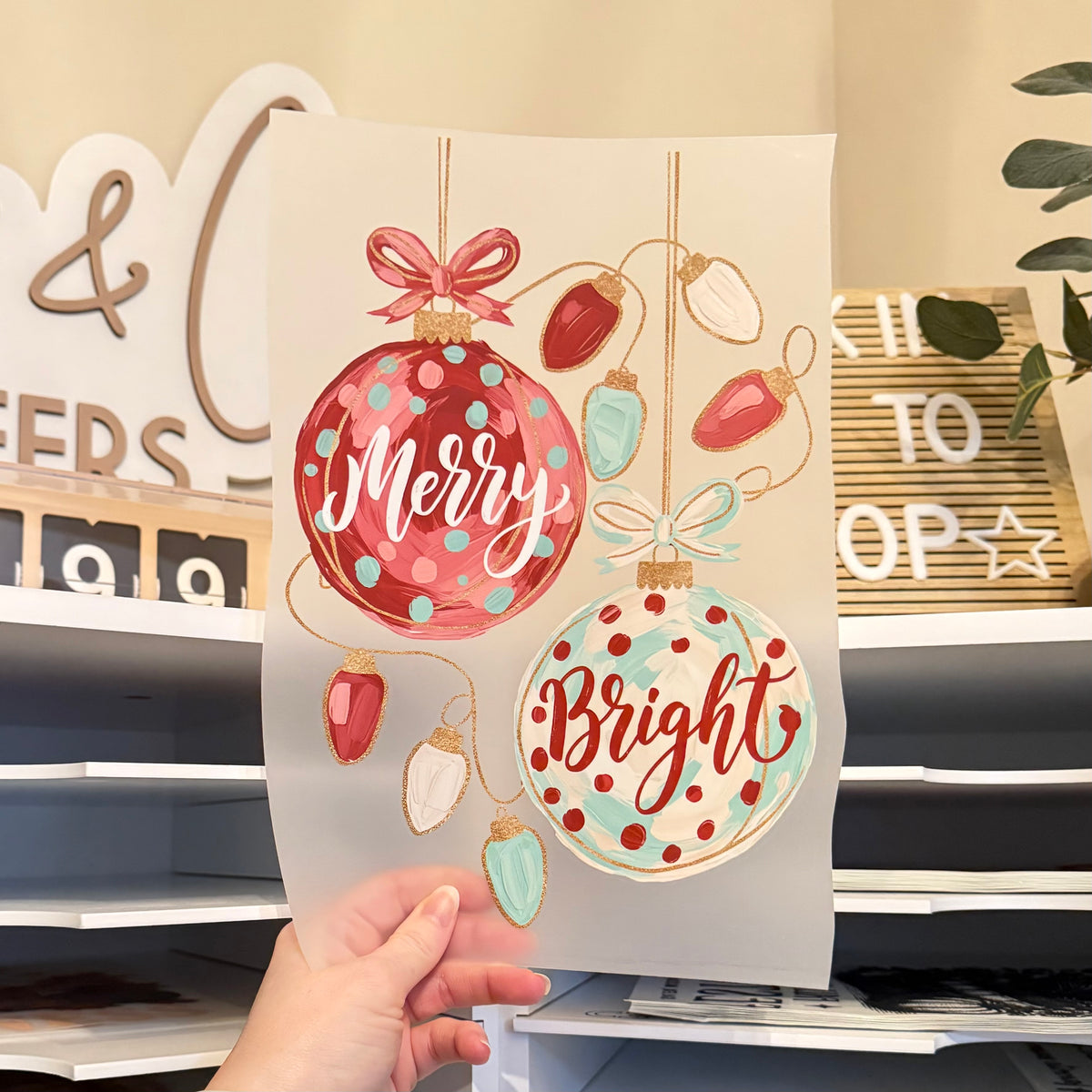 Merry & Bright Ornaments DTF HOT PEEL